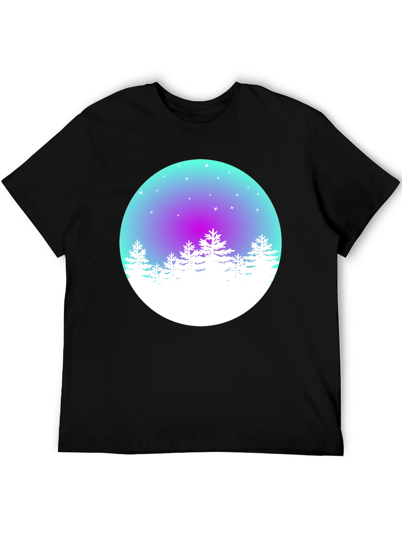Black Winter Forest Graphic Tee - Men's Black T-Shirt view 5