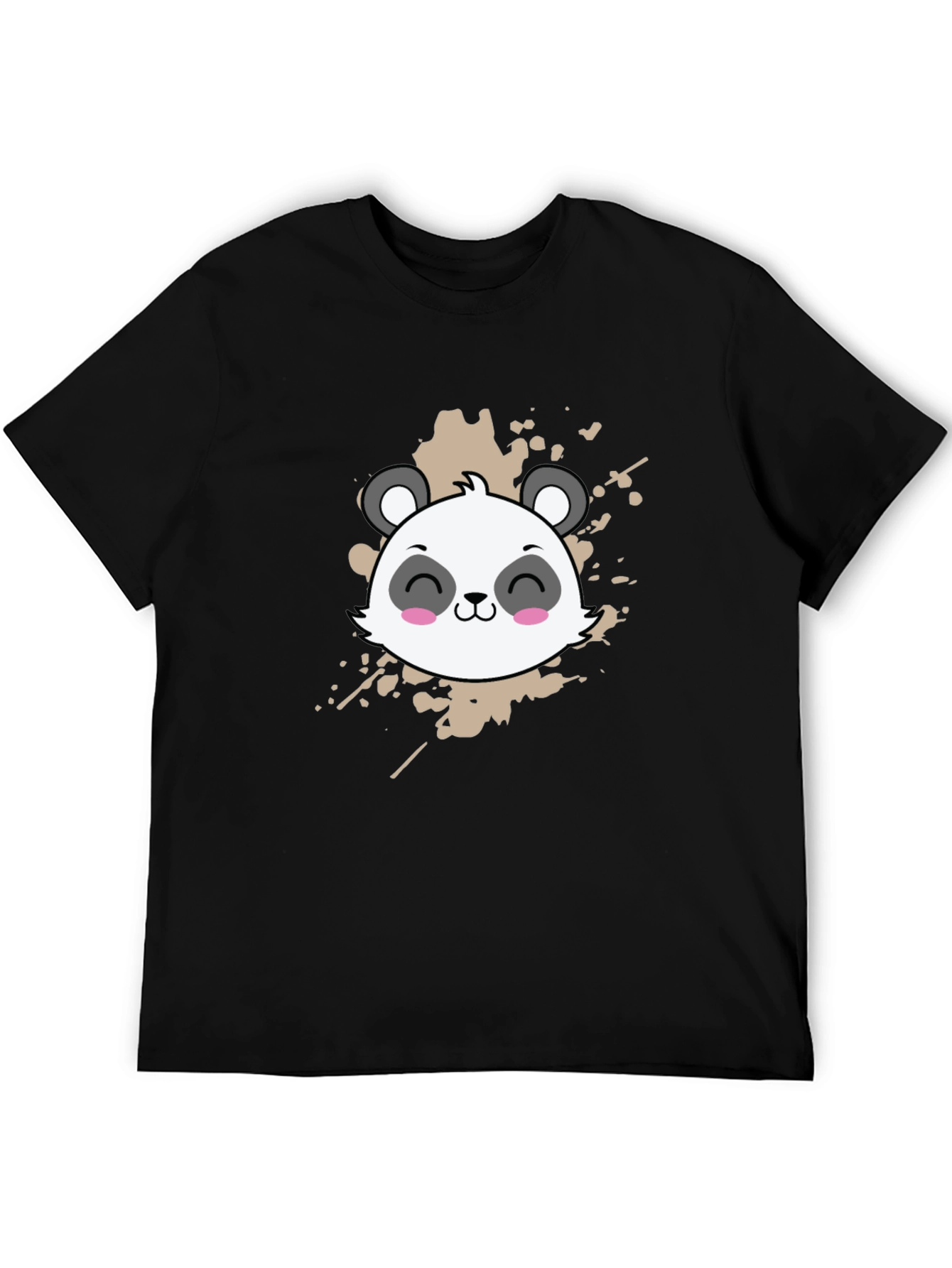Black Cute Panda Graphic Tee - Black Cotton T-Shirt view 5