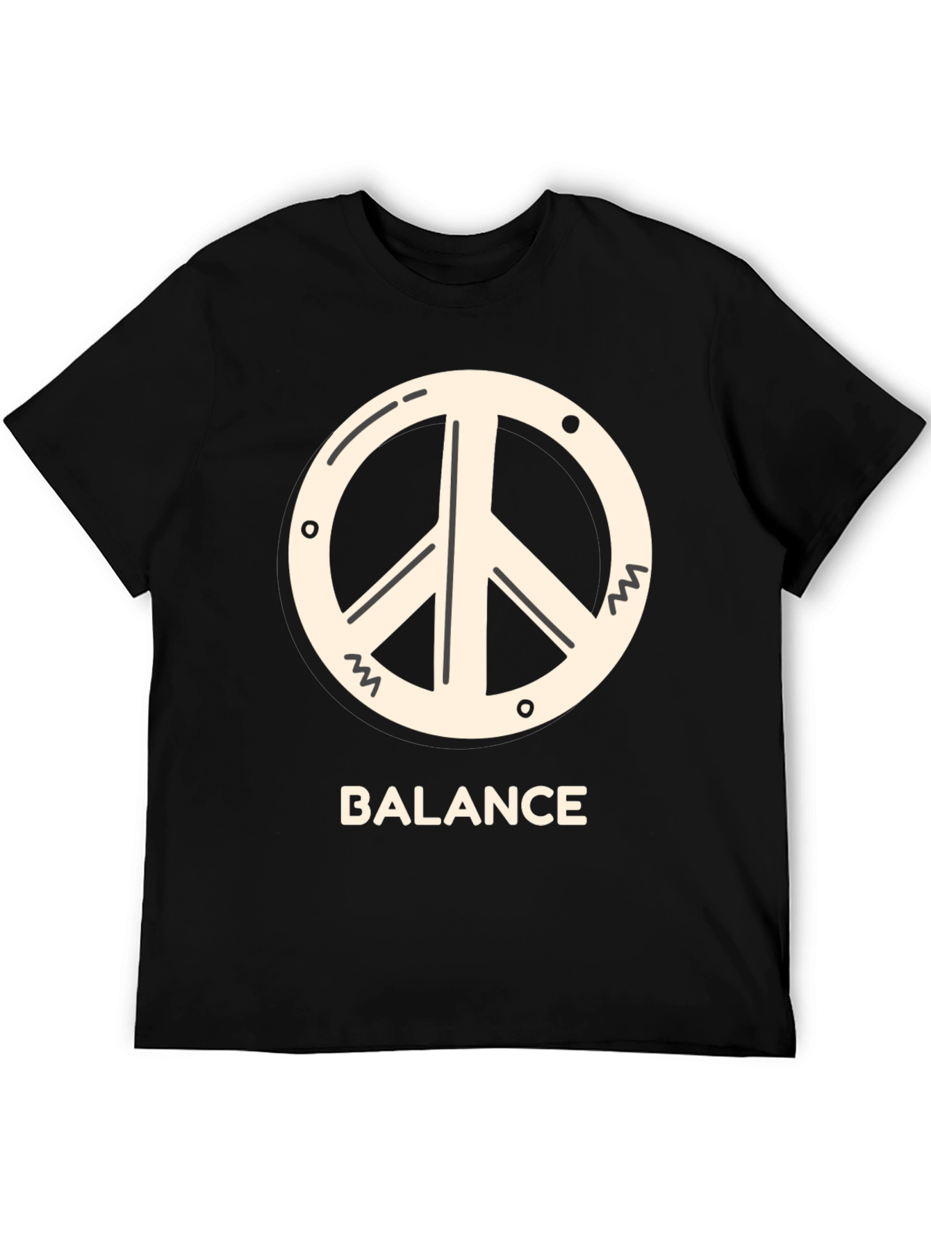 Black Balance Peace Sign Tee - Black Cotton T-Shirt view 5