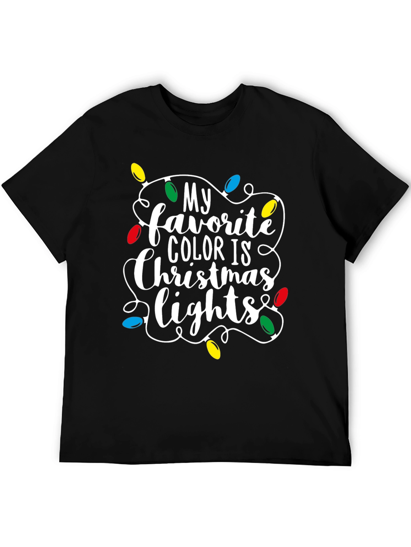 Black Christmas Lights Graphic Tee view 5