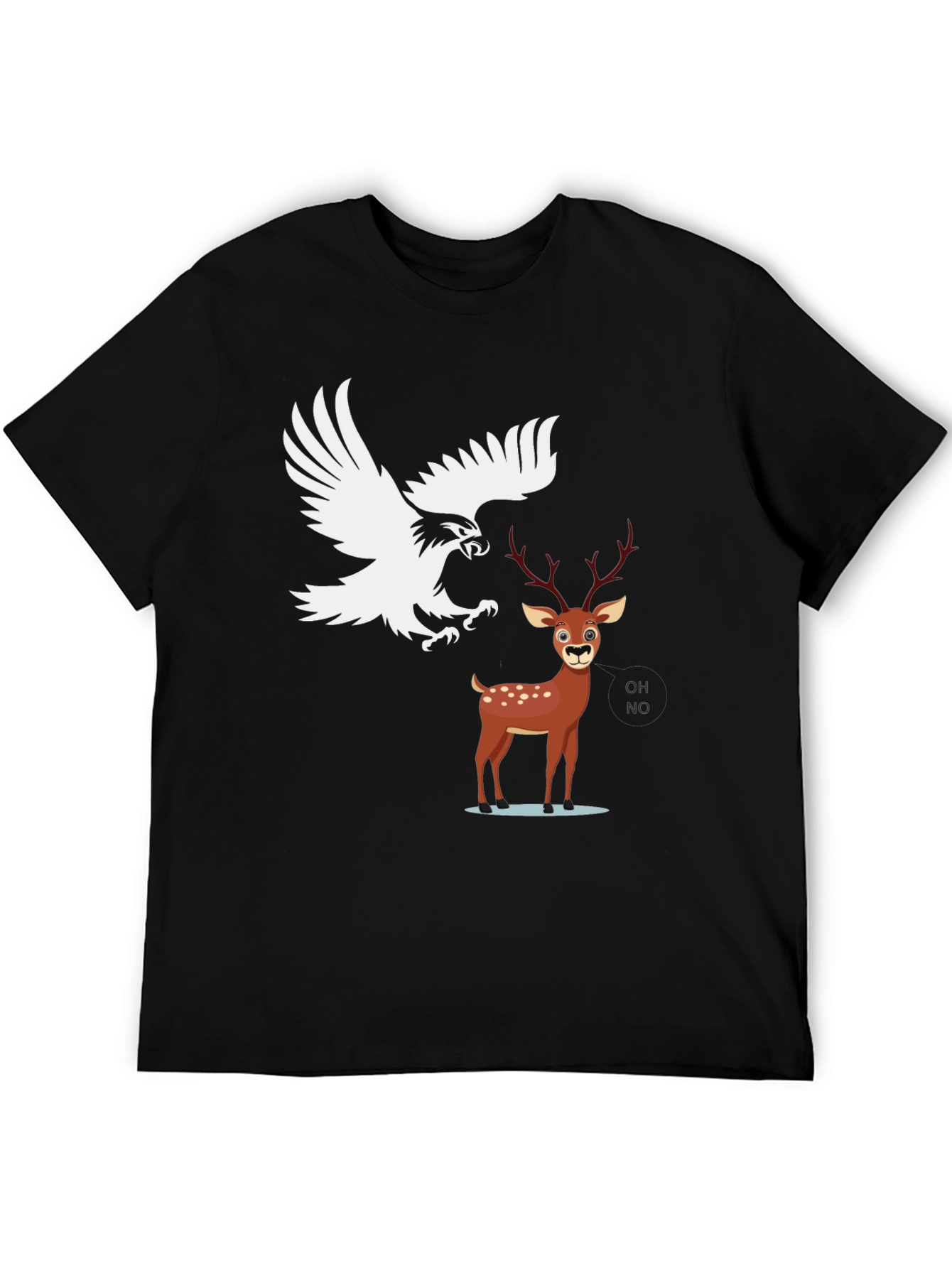 Black Eagle vs Deer Graphic Tee - Black Cotton Blend view 5