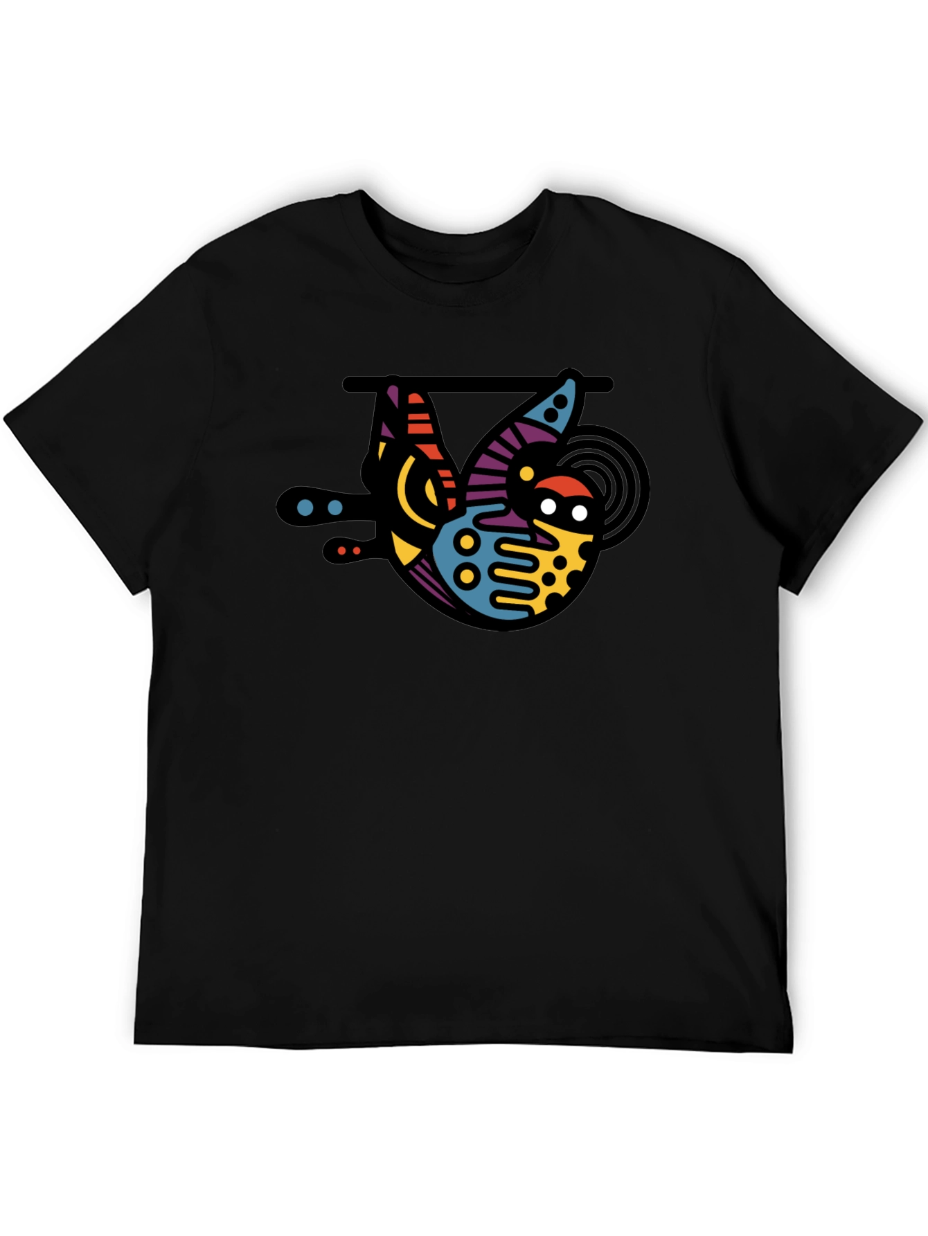 Black Abstract Sloth Graphic T-Shirt view 5