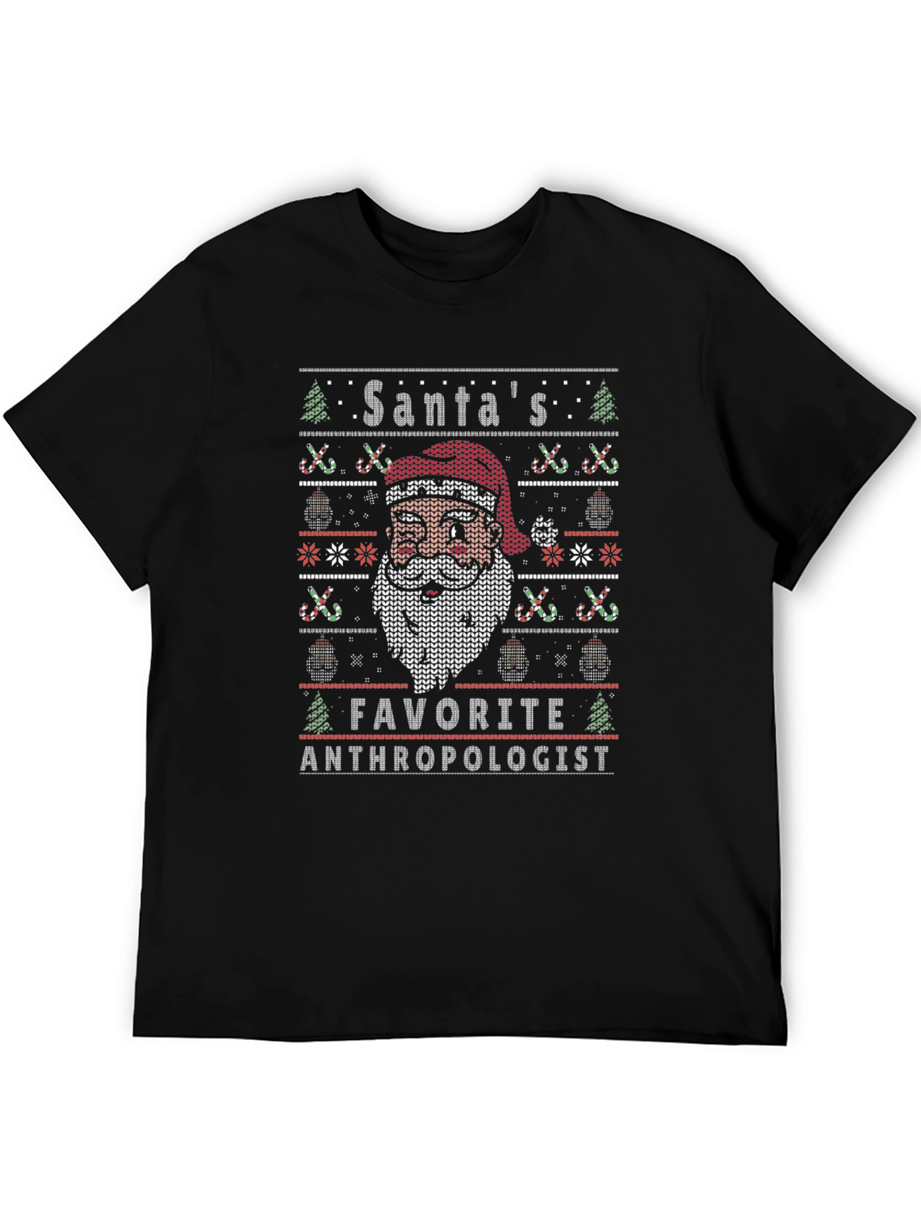 Santa's Favorite Anthropologist Ugly Christmas Knit T-Shirt - 5