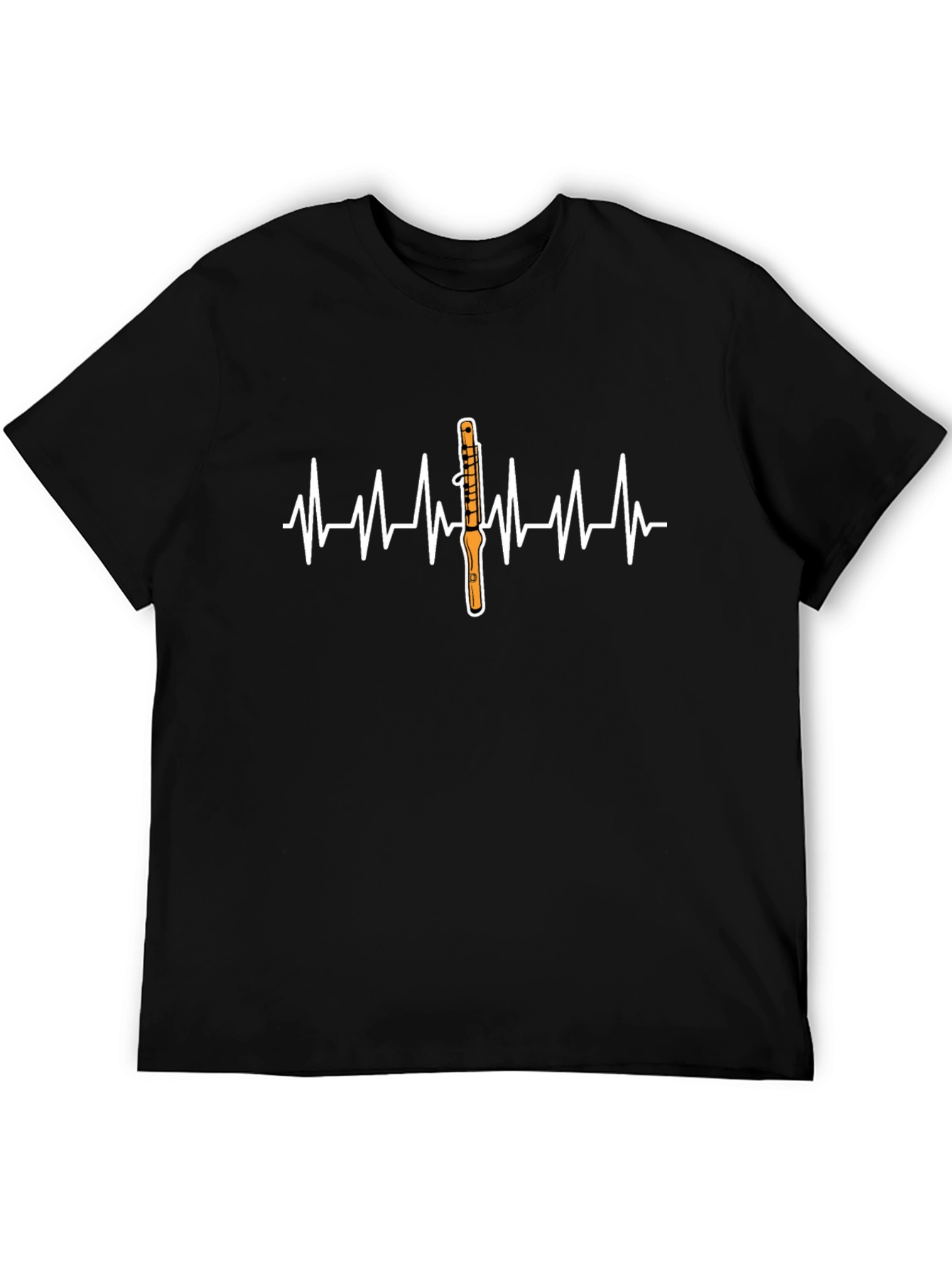 Black Music Lover T-Shirt - Clarinet Heartbeat Design view 5