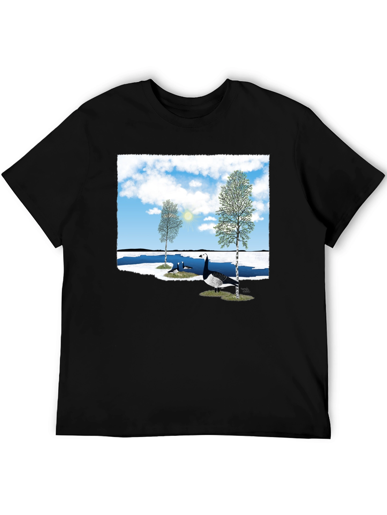Black Goose Lake T-Shirt - Nature Graphic Tee view 5