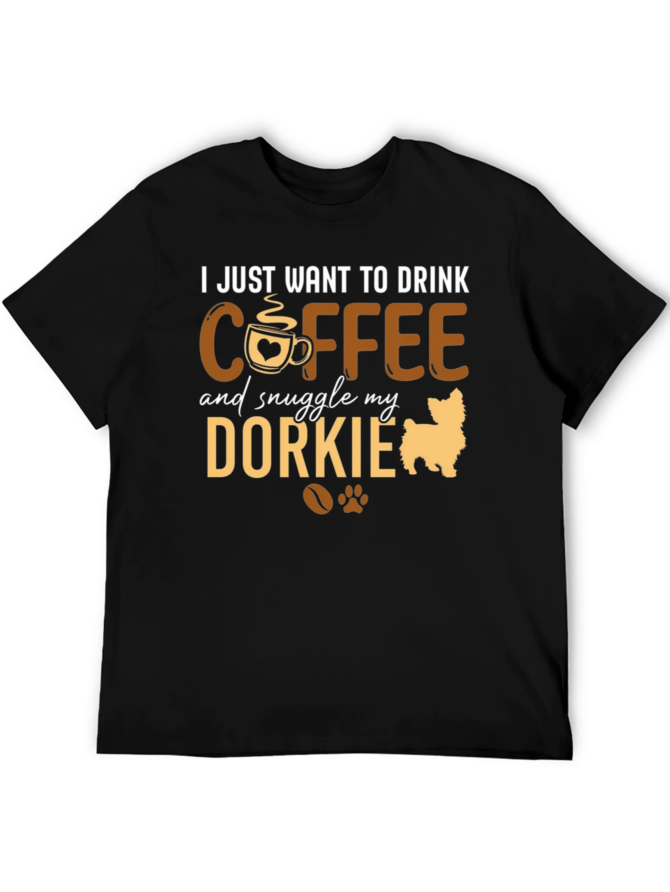 Black Coffee & Dorkie Dog Lover T-Shirt view 5