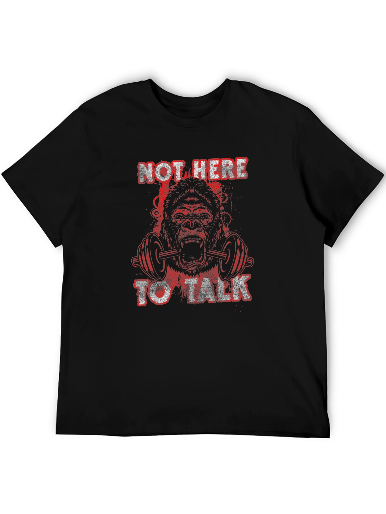 Black Gorilla Gym T-Shirt - Not Here to Talk view 5