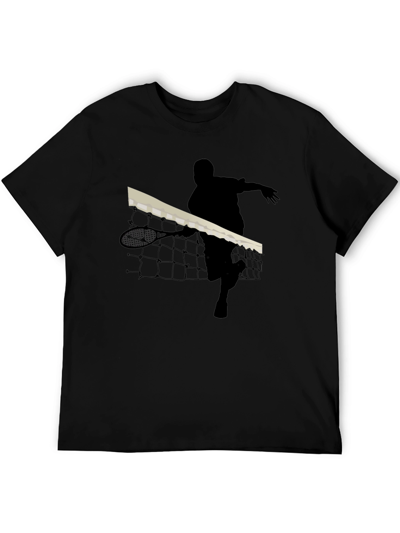 Black Tennis Player Silhouette Black T-Shirt view 5