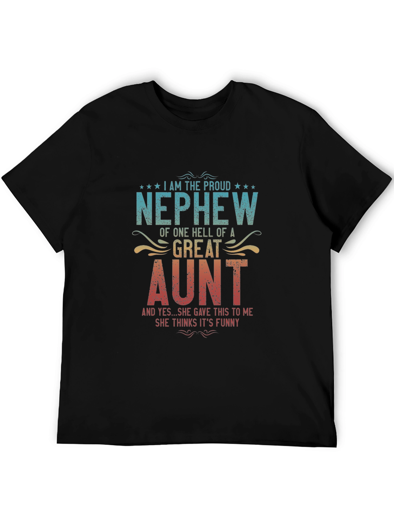 Black Proud Nephew Great Aunt Funny Graphic T-Shirt view 5