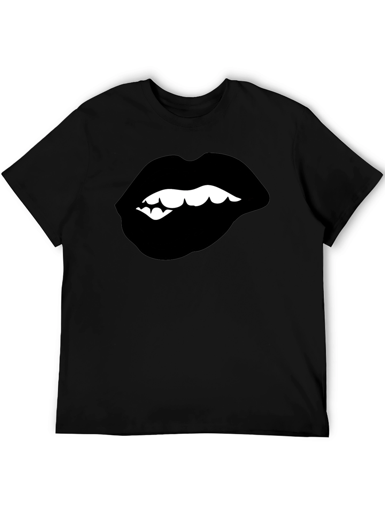 Black Biting Lips Graphic Tee - Modern Streetwear view 5