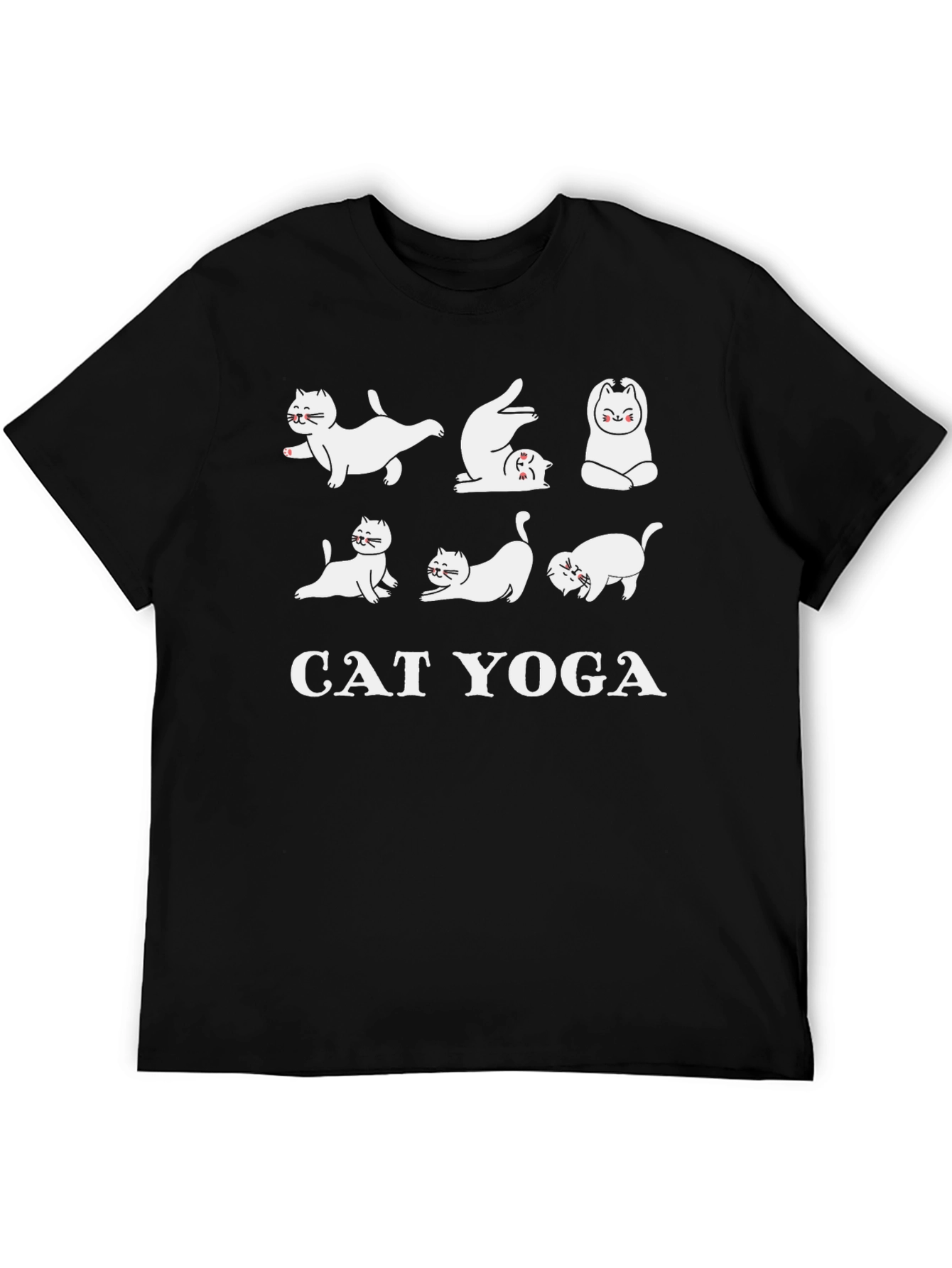 Black Cat Yoga Black T-Shirt - Funny Graphic Tee view 5
