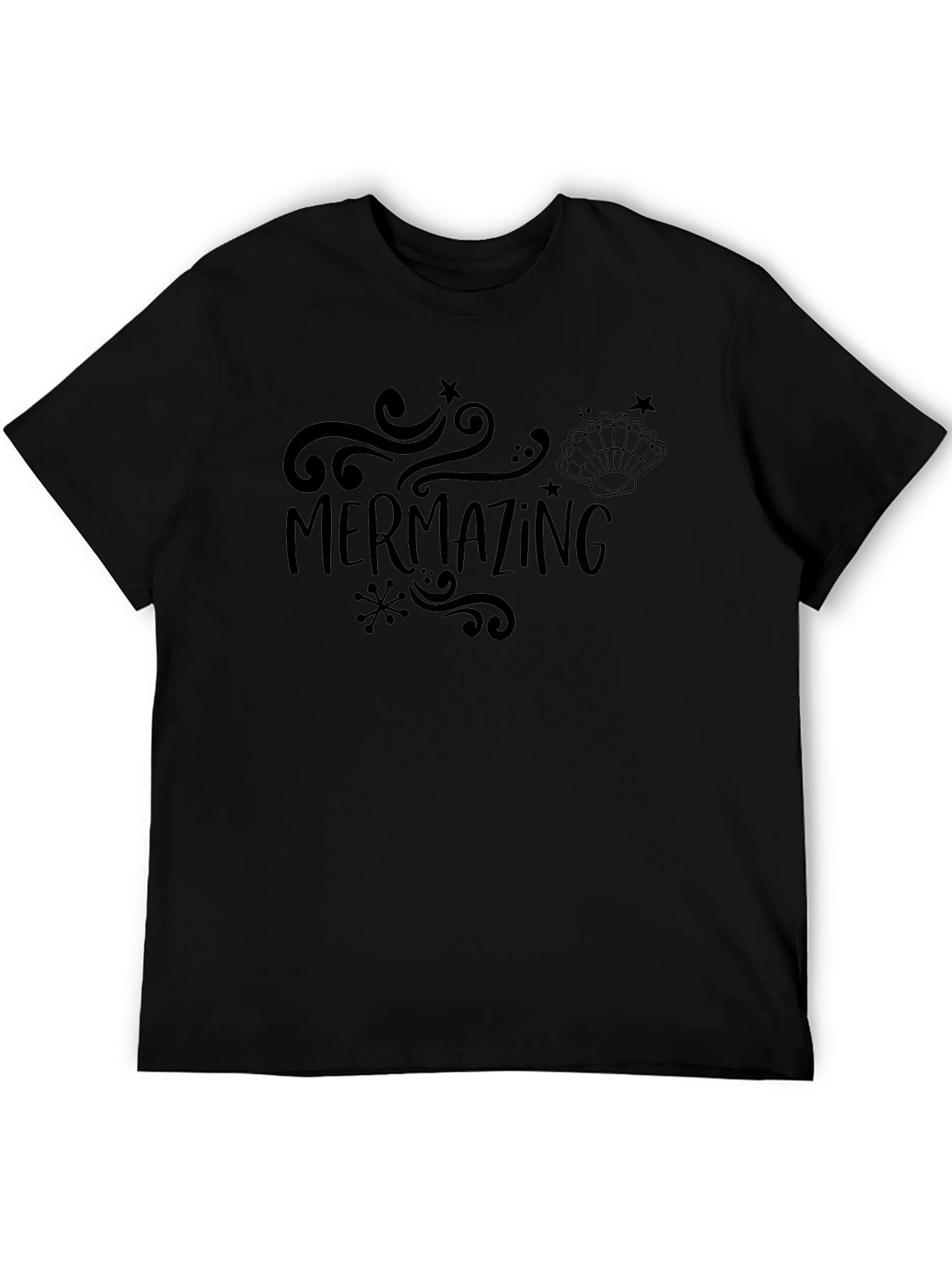 Black Mermazing Graphic Tee - Black Cotton T-Shirt view 5