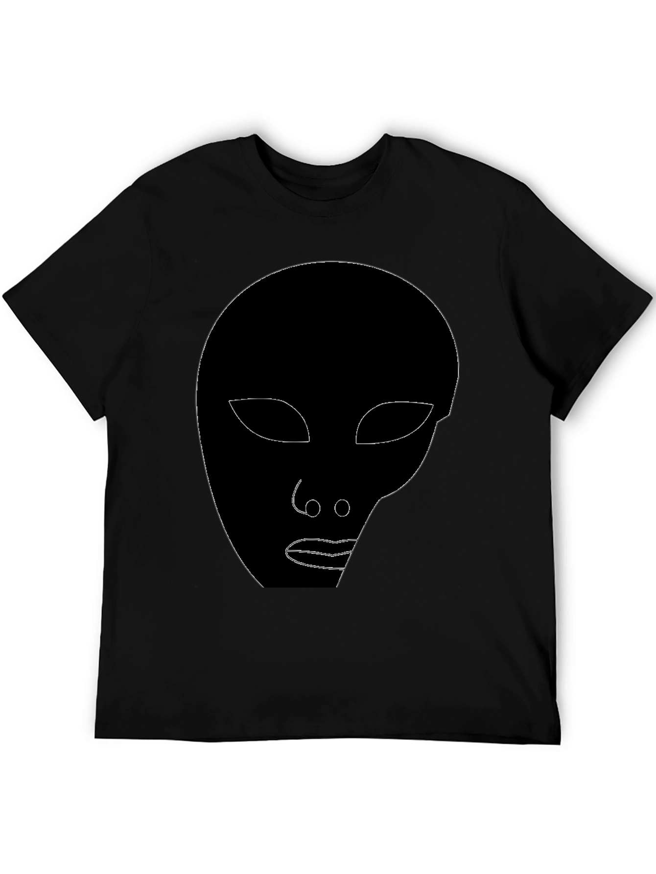 Black Abstract Face Graphic Tee - Stylish Black T-Shirt view 5