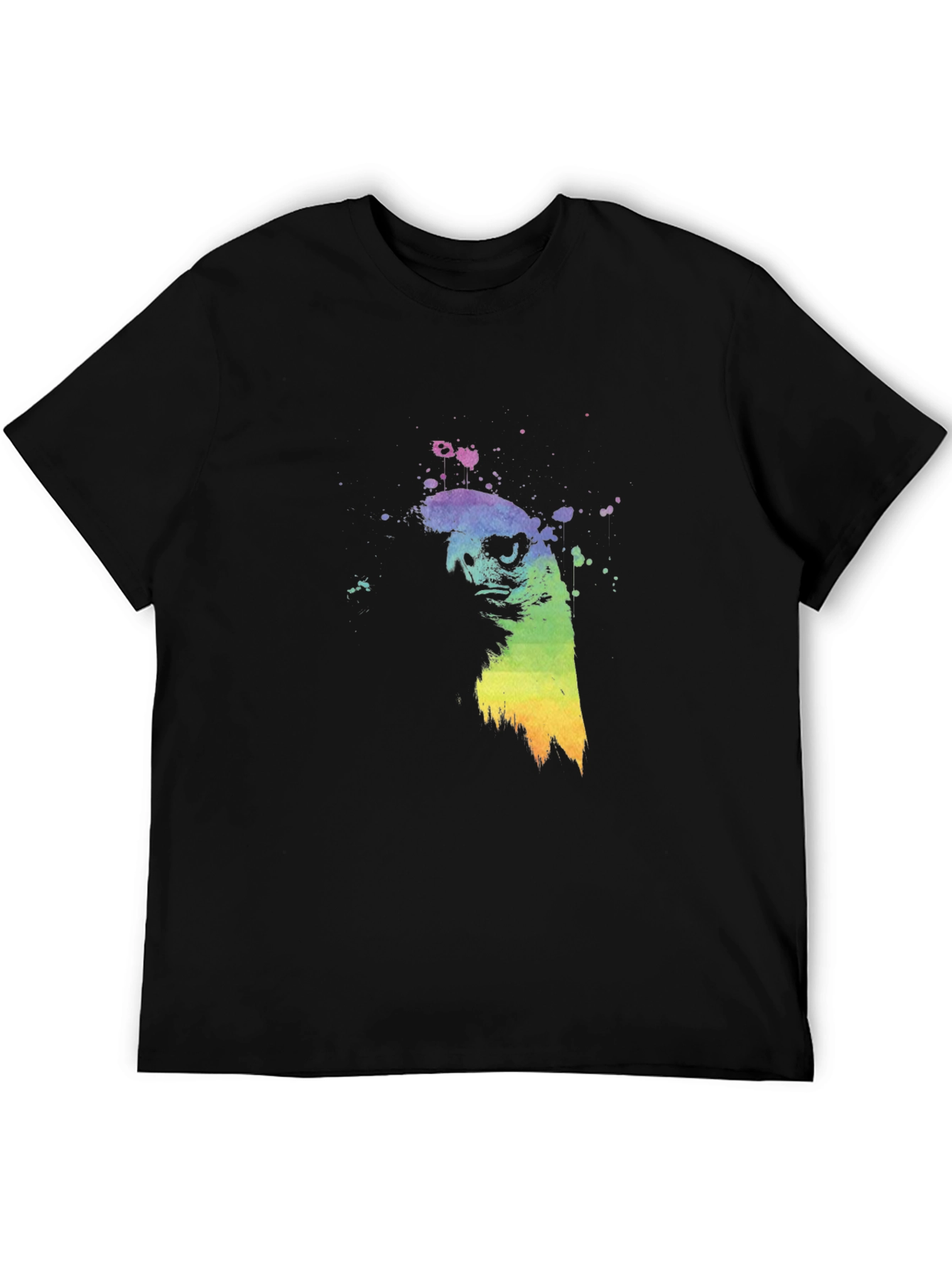 Black Watercolor Bird Graphic Black T-Shirt view 5