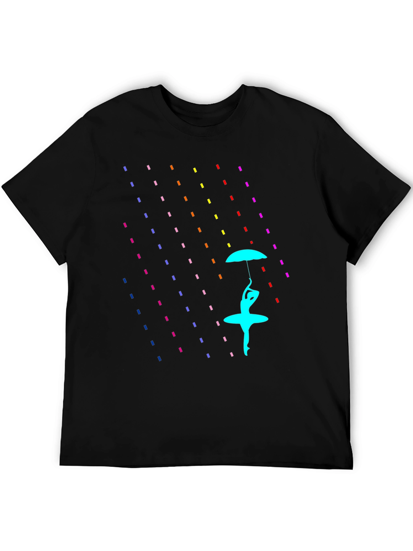 Black Rain of Color: Artistic Graphic Print T-Shirt view 5