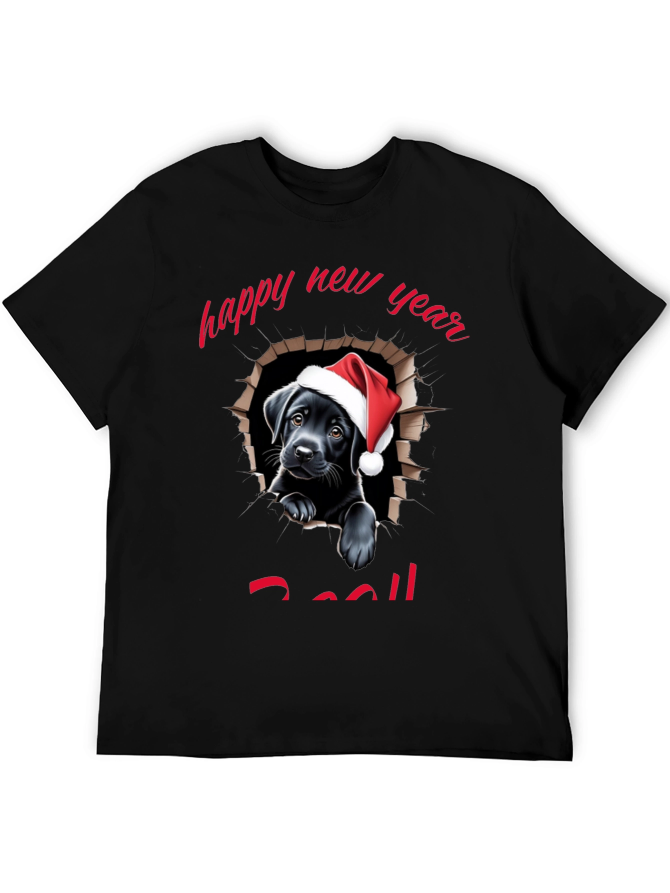 Black Happy New Year Dog T-Shirt view 5