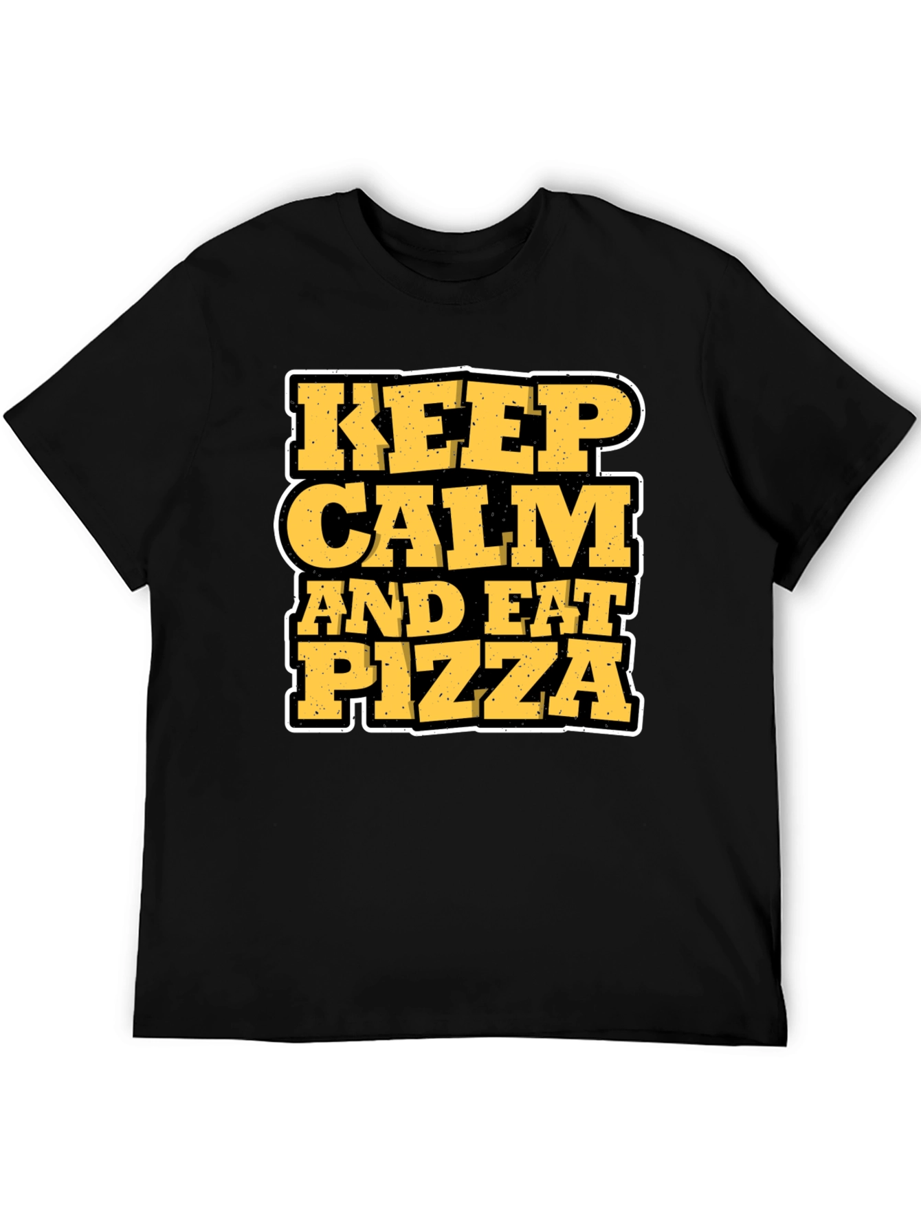 Black Keep Calm and Eat Pizza Graphic T-Shirt view 5