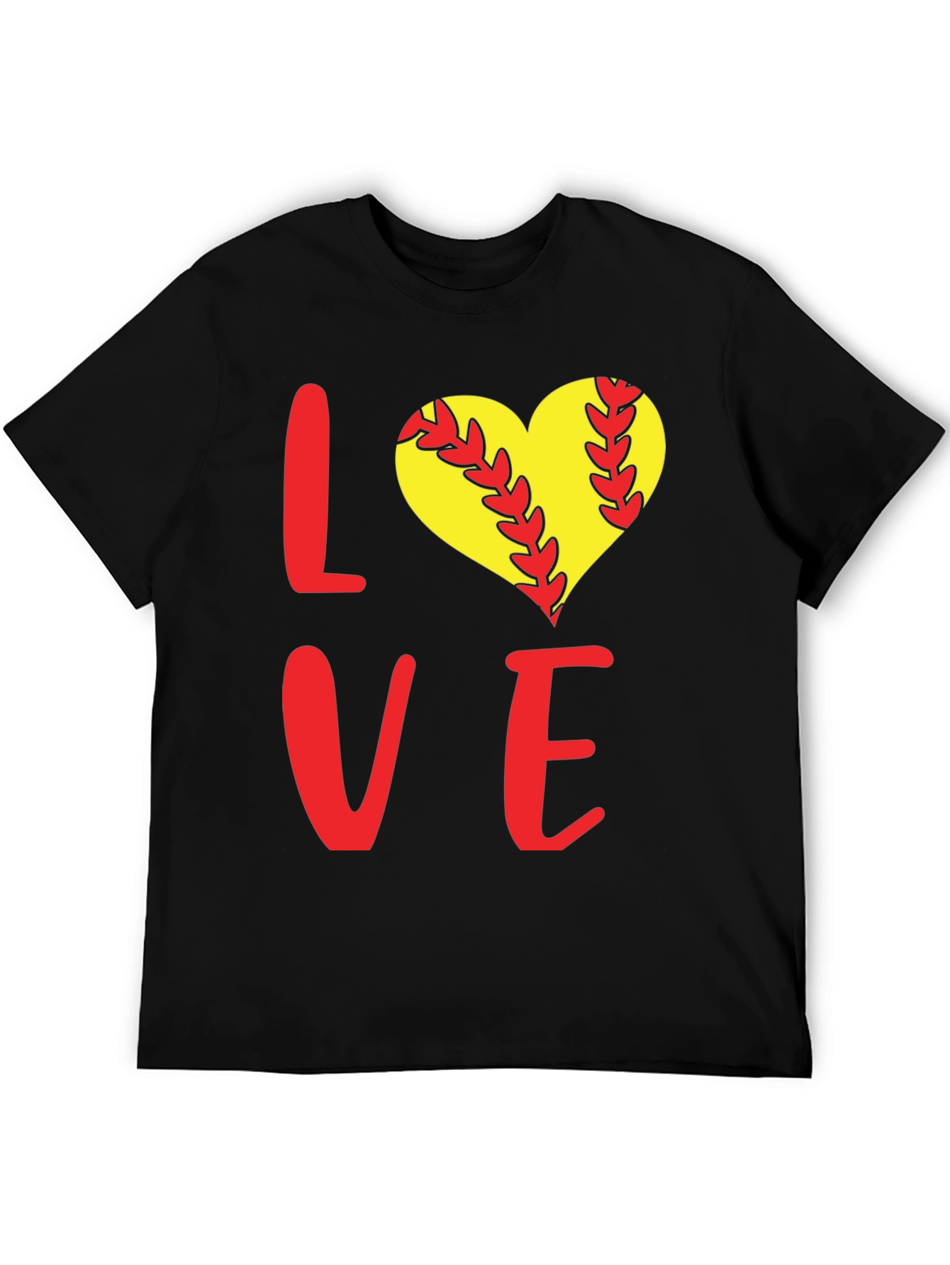 Black Softball Love T-Shirt view 5