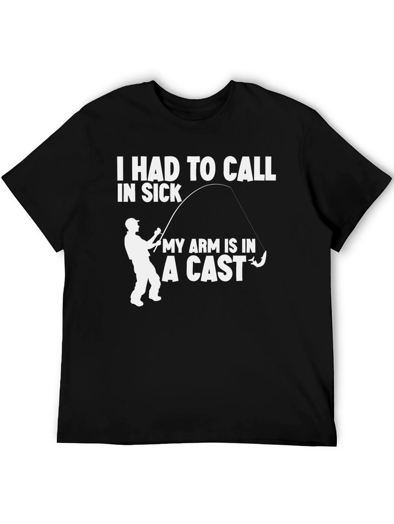 Black Funny Fishing T-Shirt - I Had To Call In Sick view 5