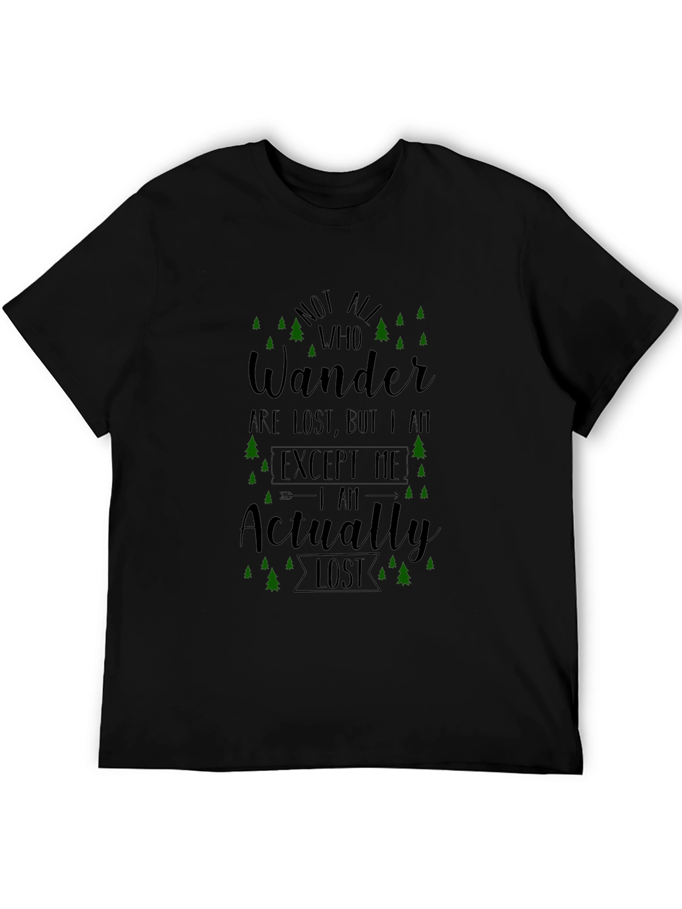 Black Not All Who Wander Black T-Shirt view 5