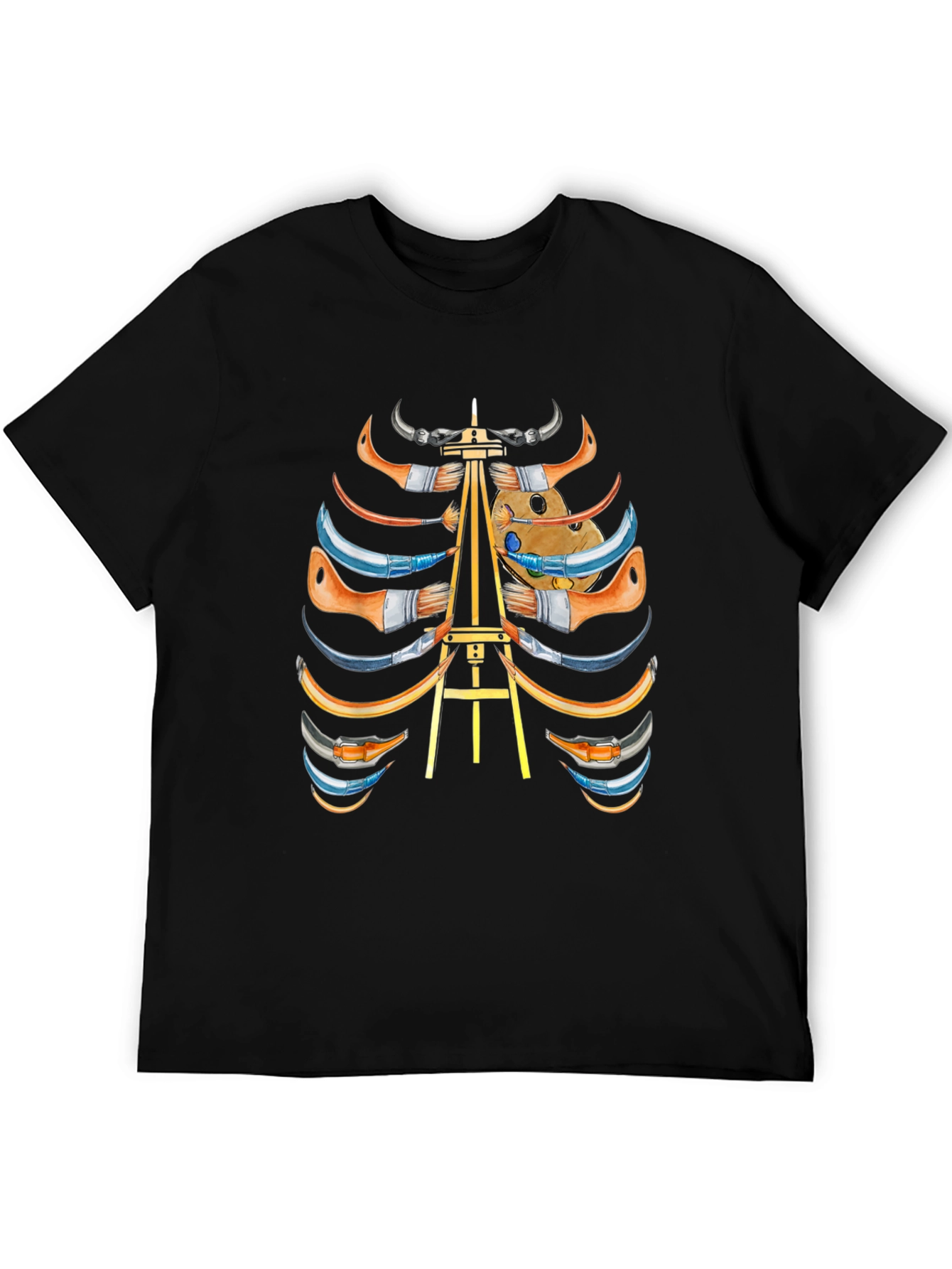 Black Artist Skeleton Ribcage Graphic Tee view 5