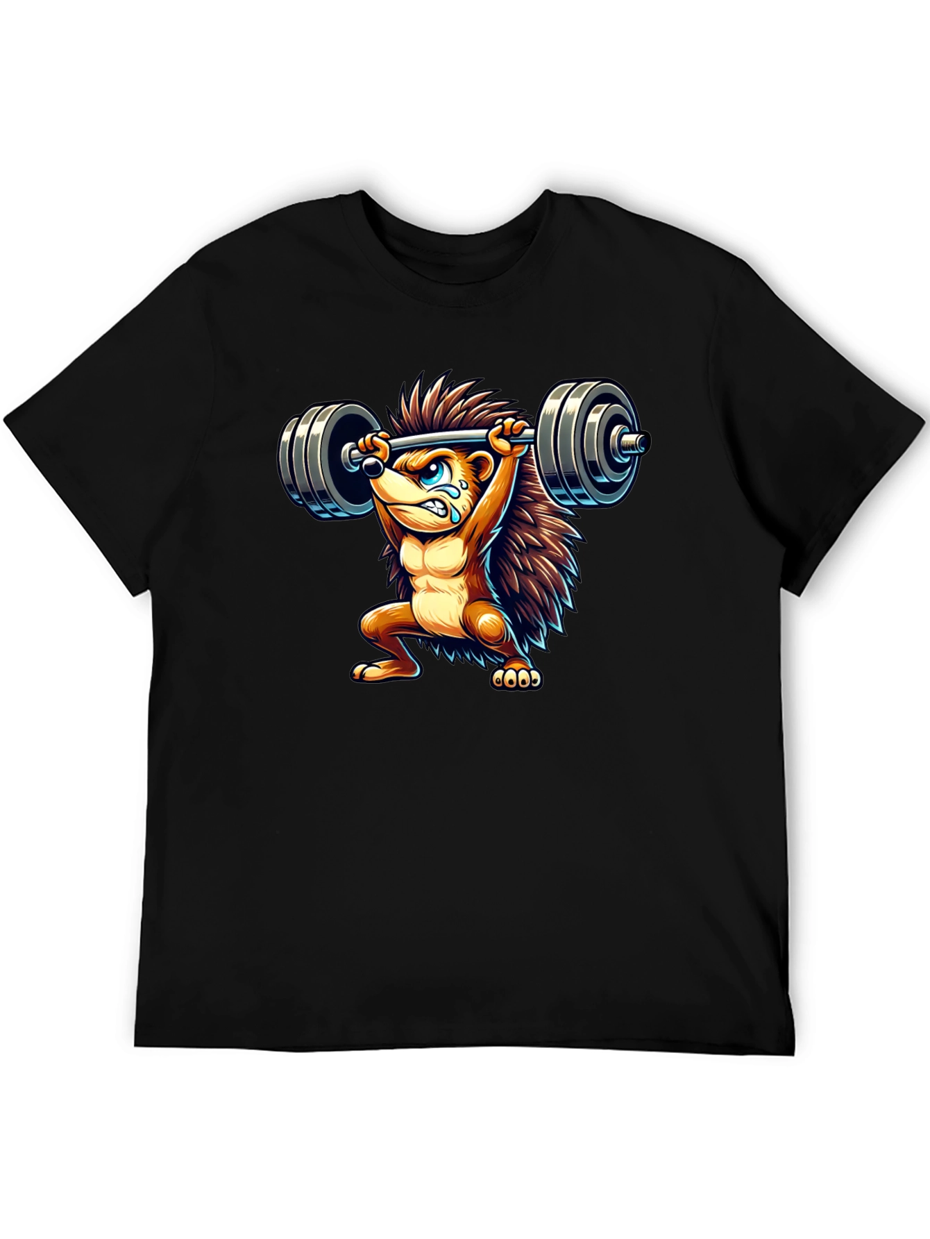 Black Weightlifting Hedgehog Graphic Tee view 5
