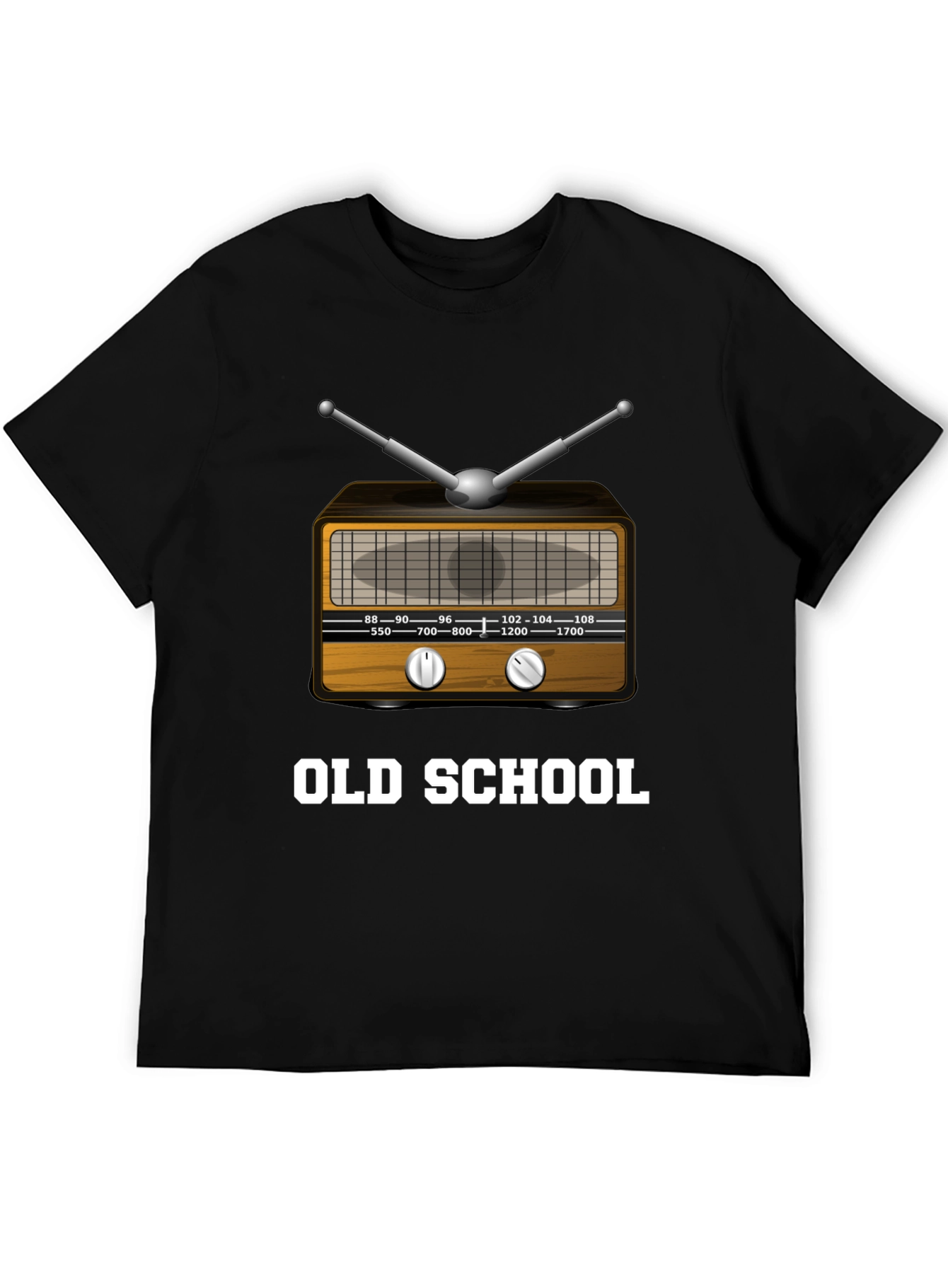 Black Old School Radio Graphic T-Shirt view 5