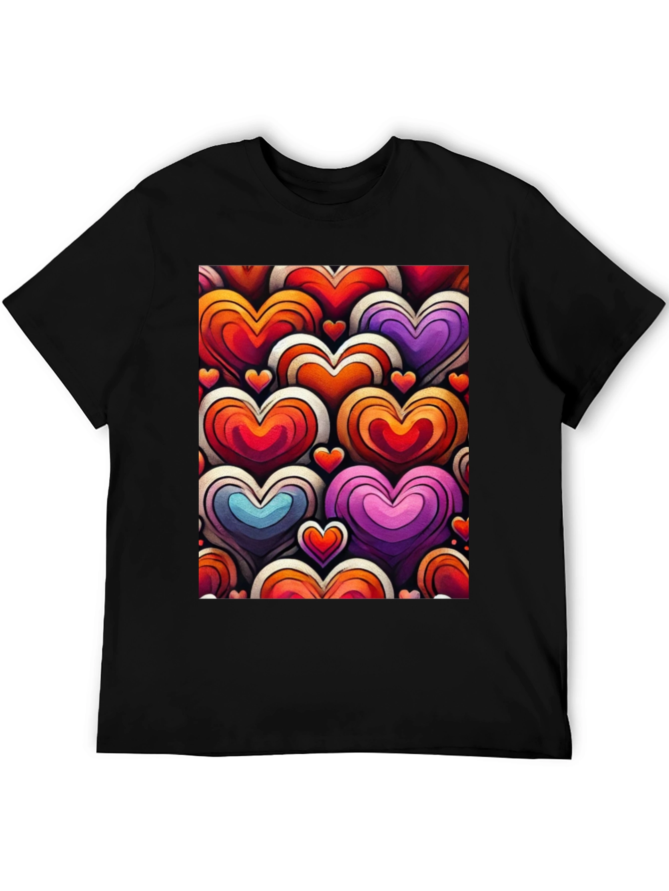 Black Heart Pattern Graphic Tee - Stylish and Unique view 5
