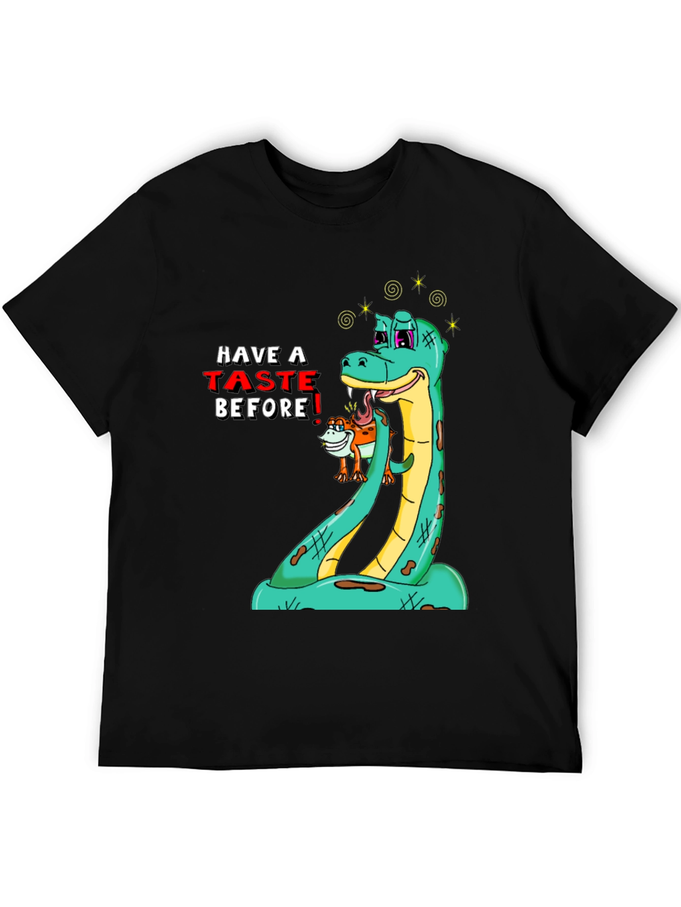 Black Funny Snake Tasting T-Shirt view 5