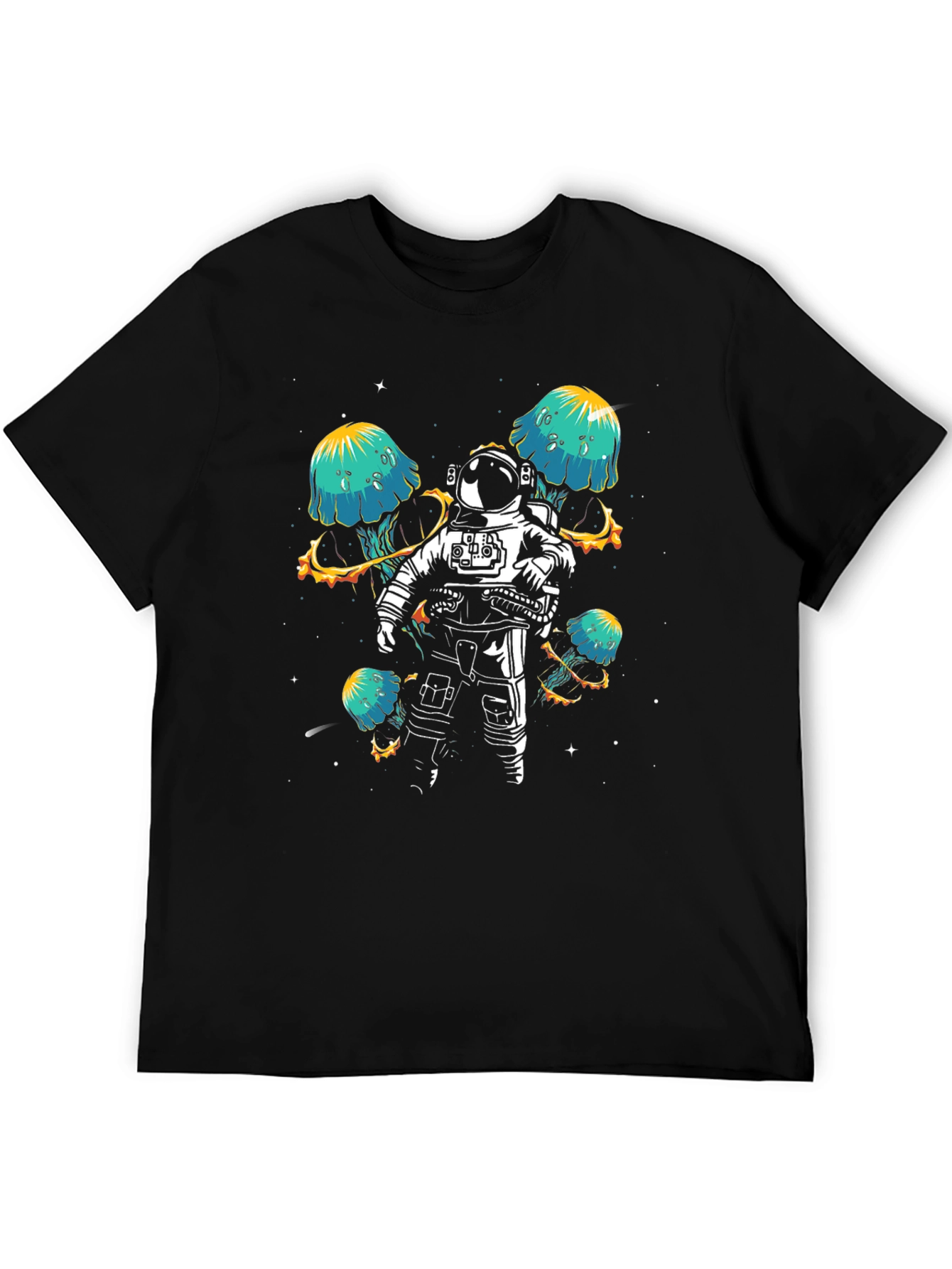 Black Astronaut & Space Jellyfish Graphic T-Shirt view 5