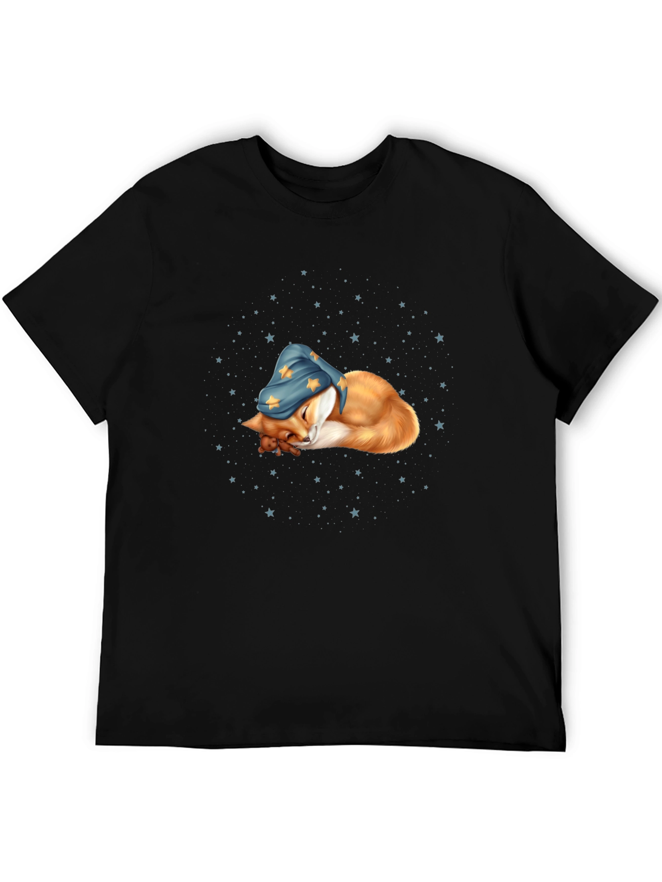 Black Dreamy Fox Tee: Whimsical Comfort view 5