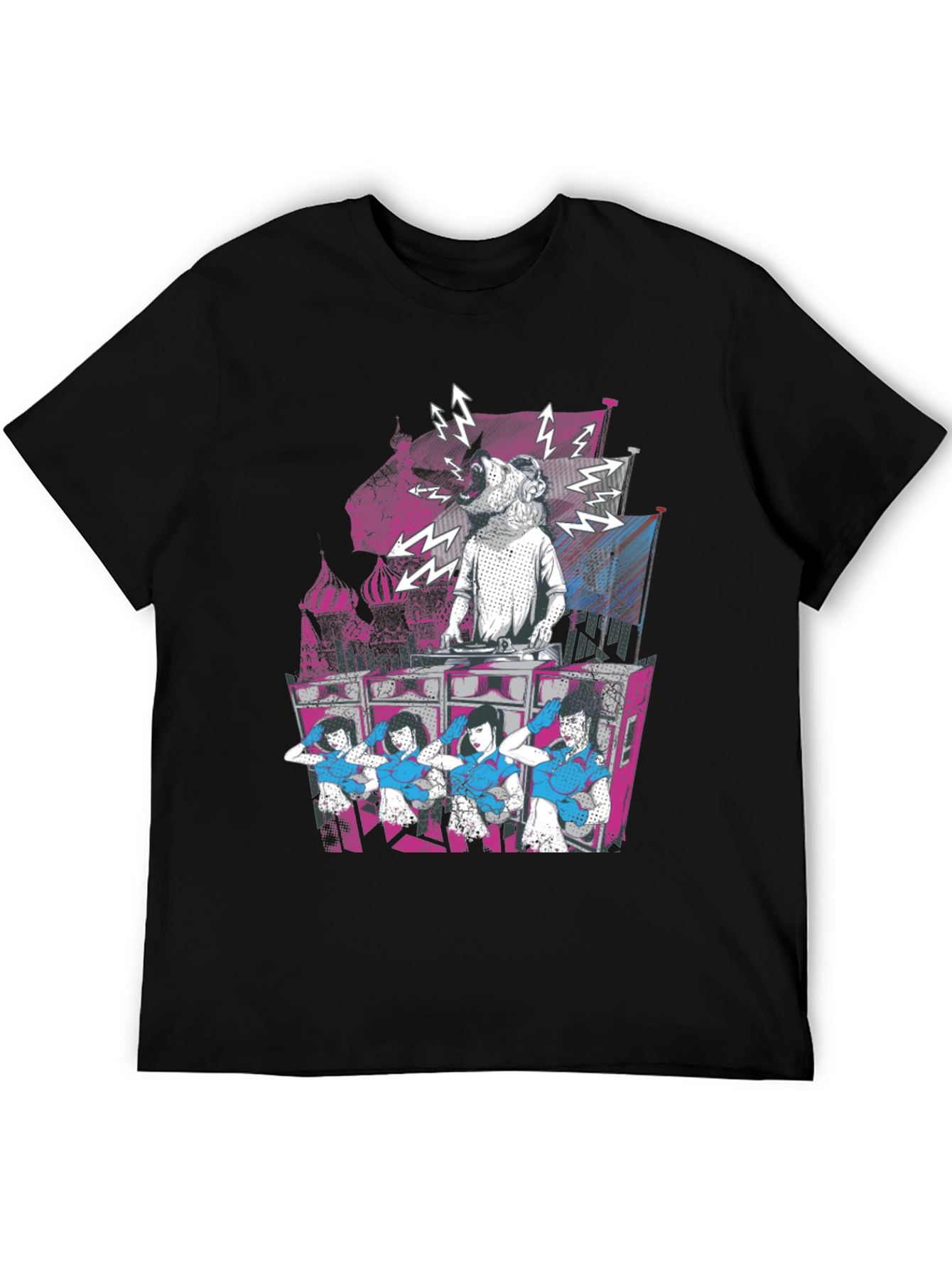 Black DJ Dog & Dancing Girls Graphic T-Shirt view 5