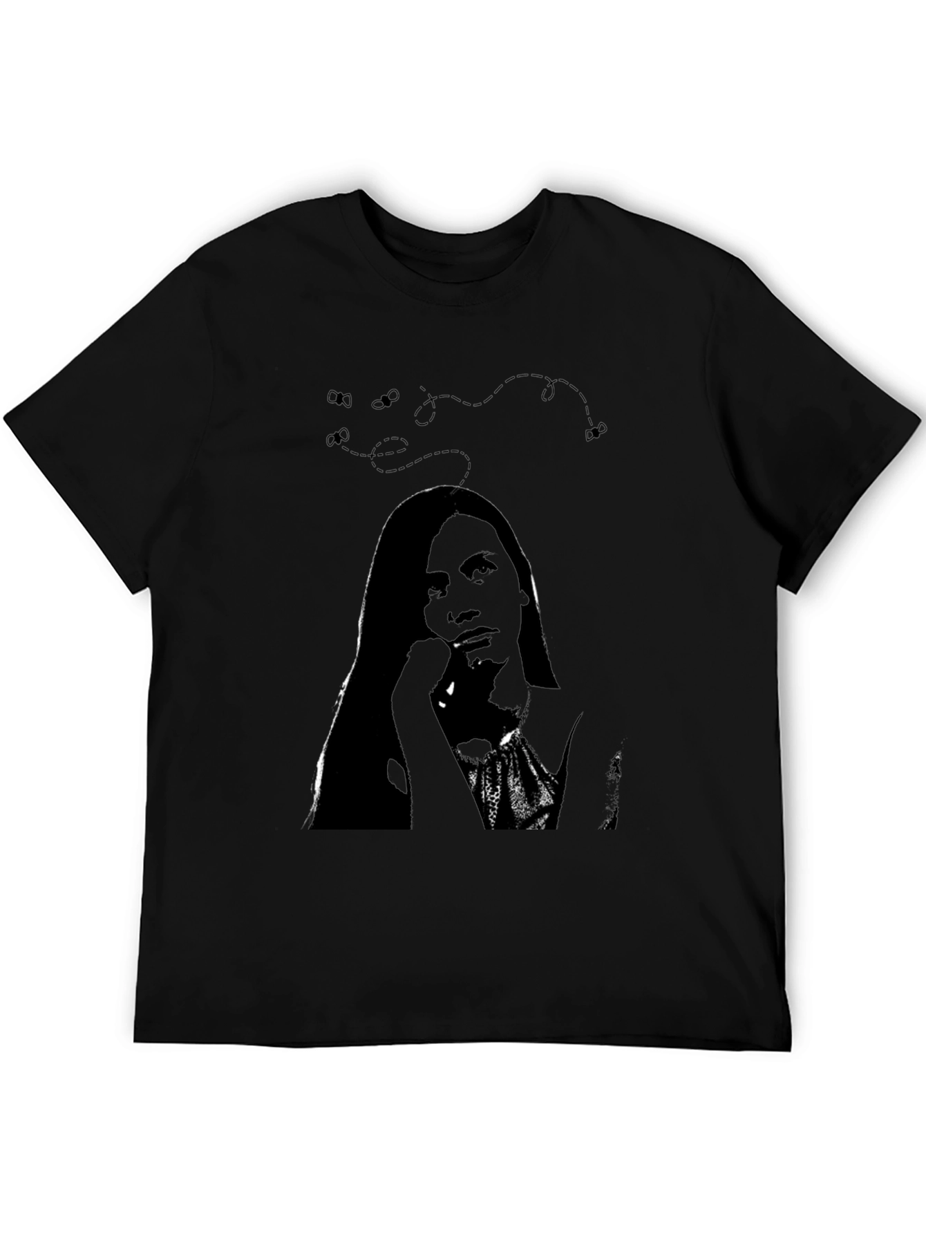 Black Graphic Tee - Woman Portrait Design - 5