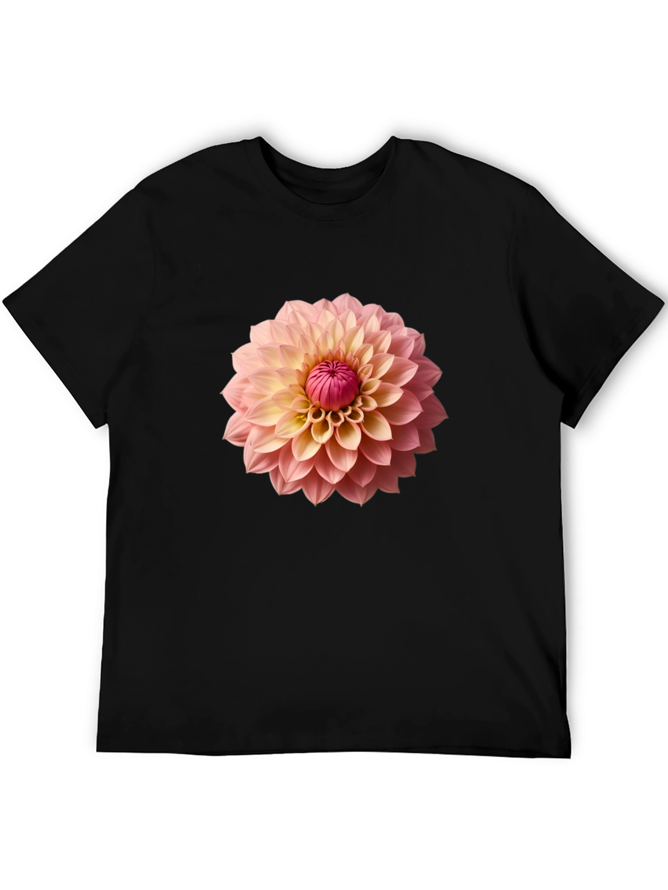 Black Floral Print Crew Neck Tee view 5