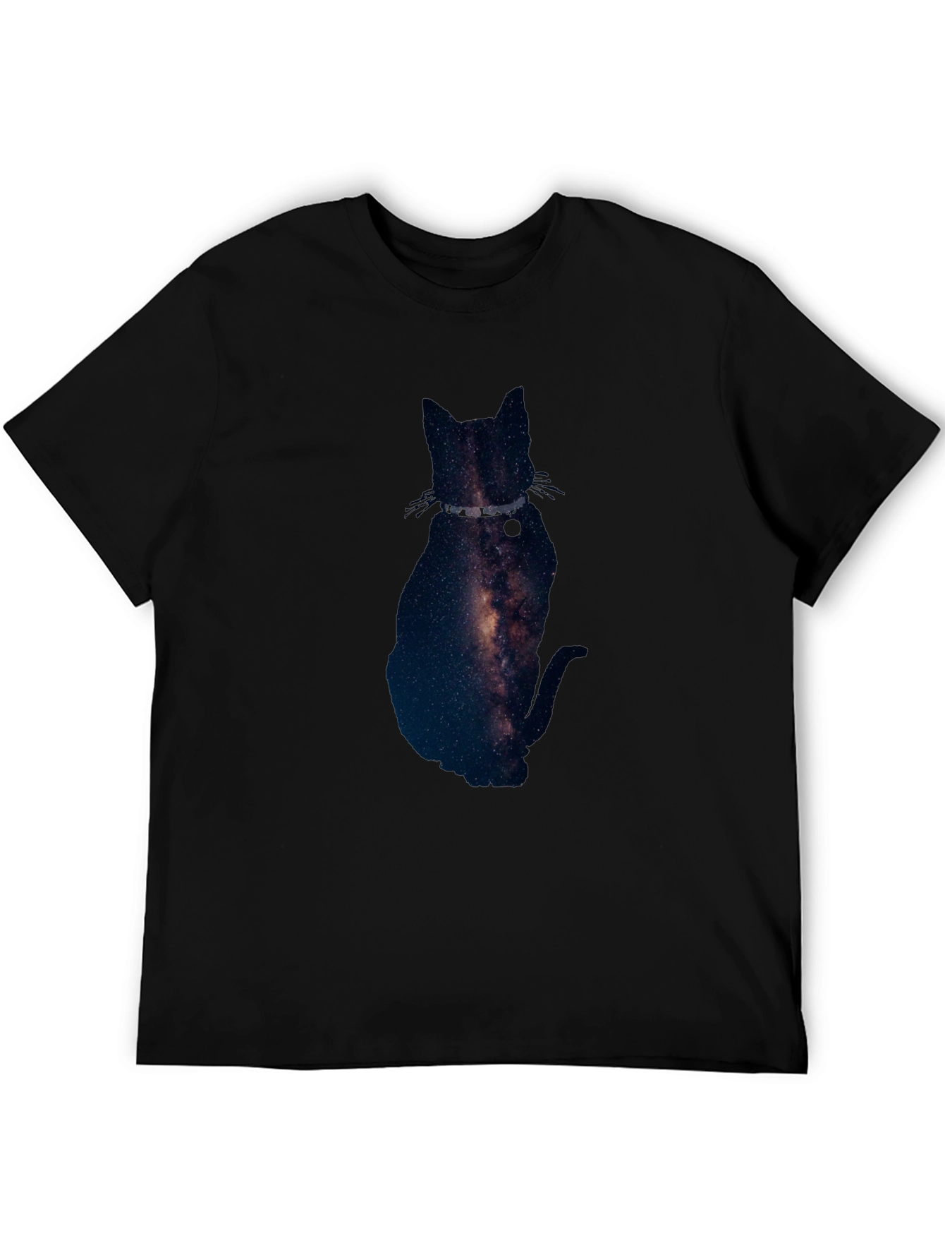 Black Galaxy Cat Graphic Tee - Black Cotton Blend T-Shirt view 5