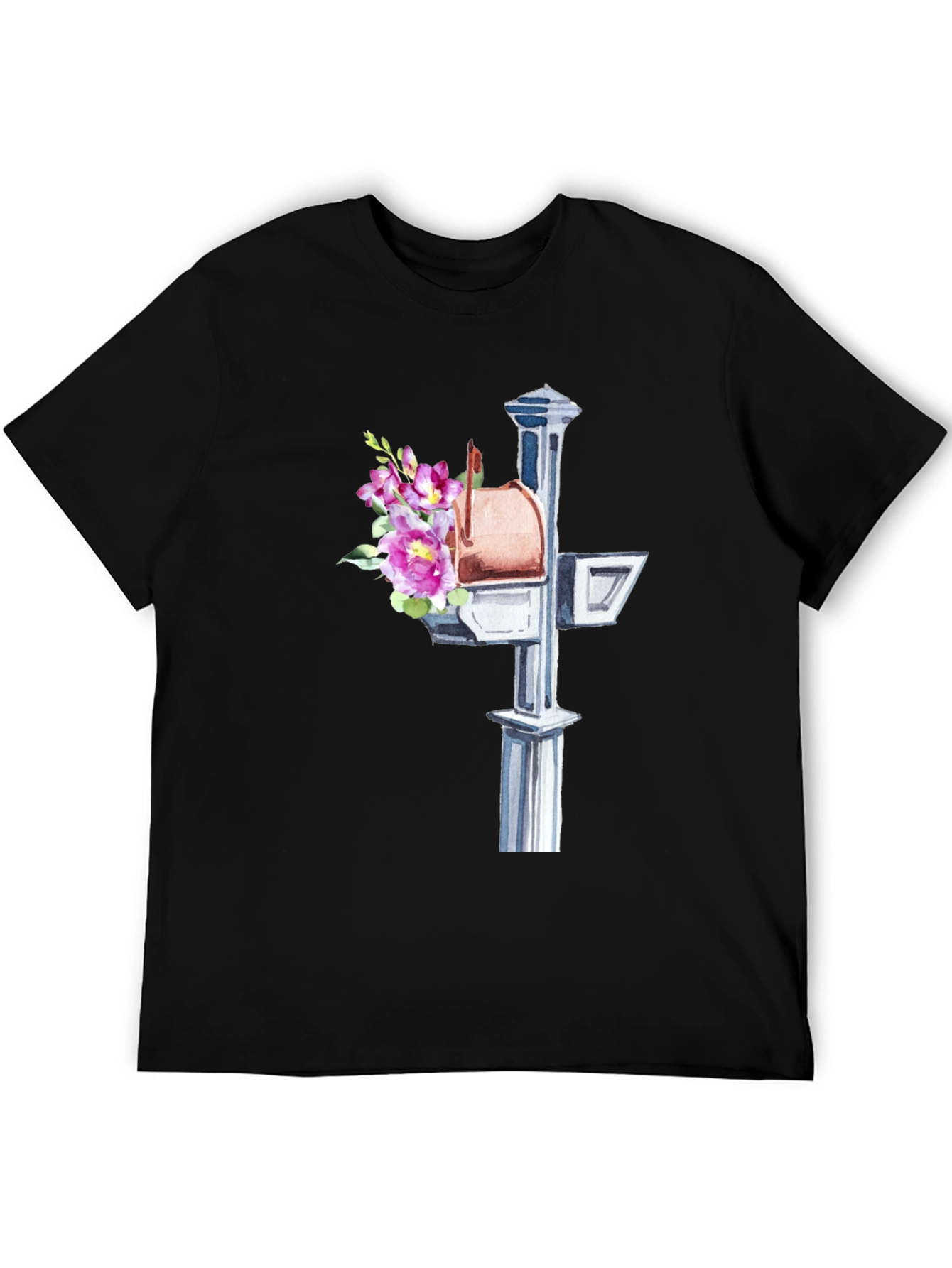 Black Floral Mailbox Graphic Tee - Unique & Stylish! view 5