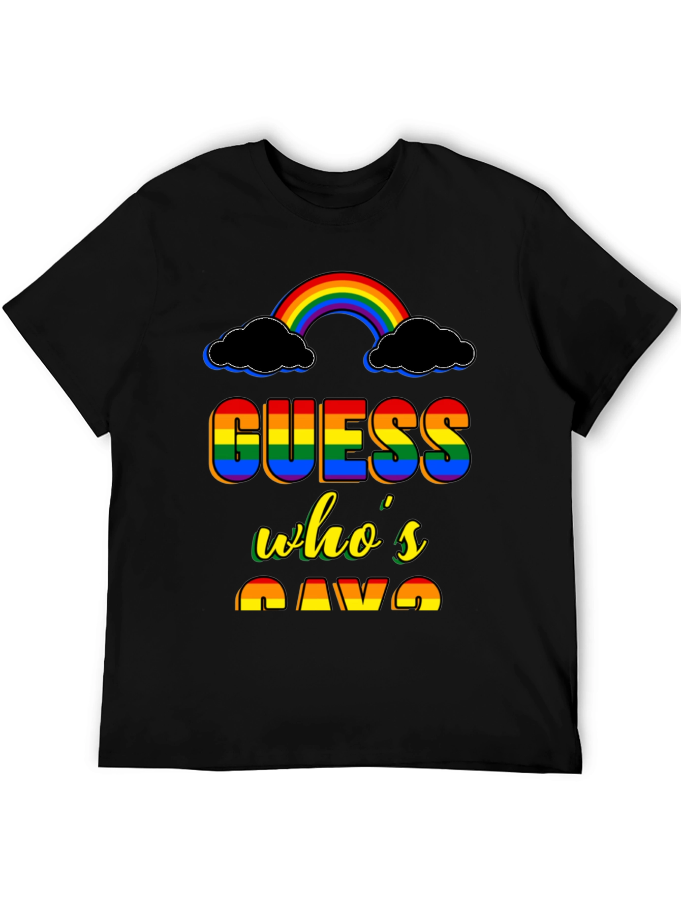 Black Guess Who's Gay T-Shirt Rainbow Pride view 5