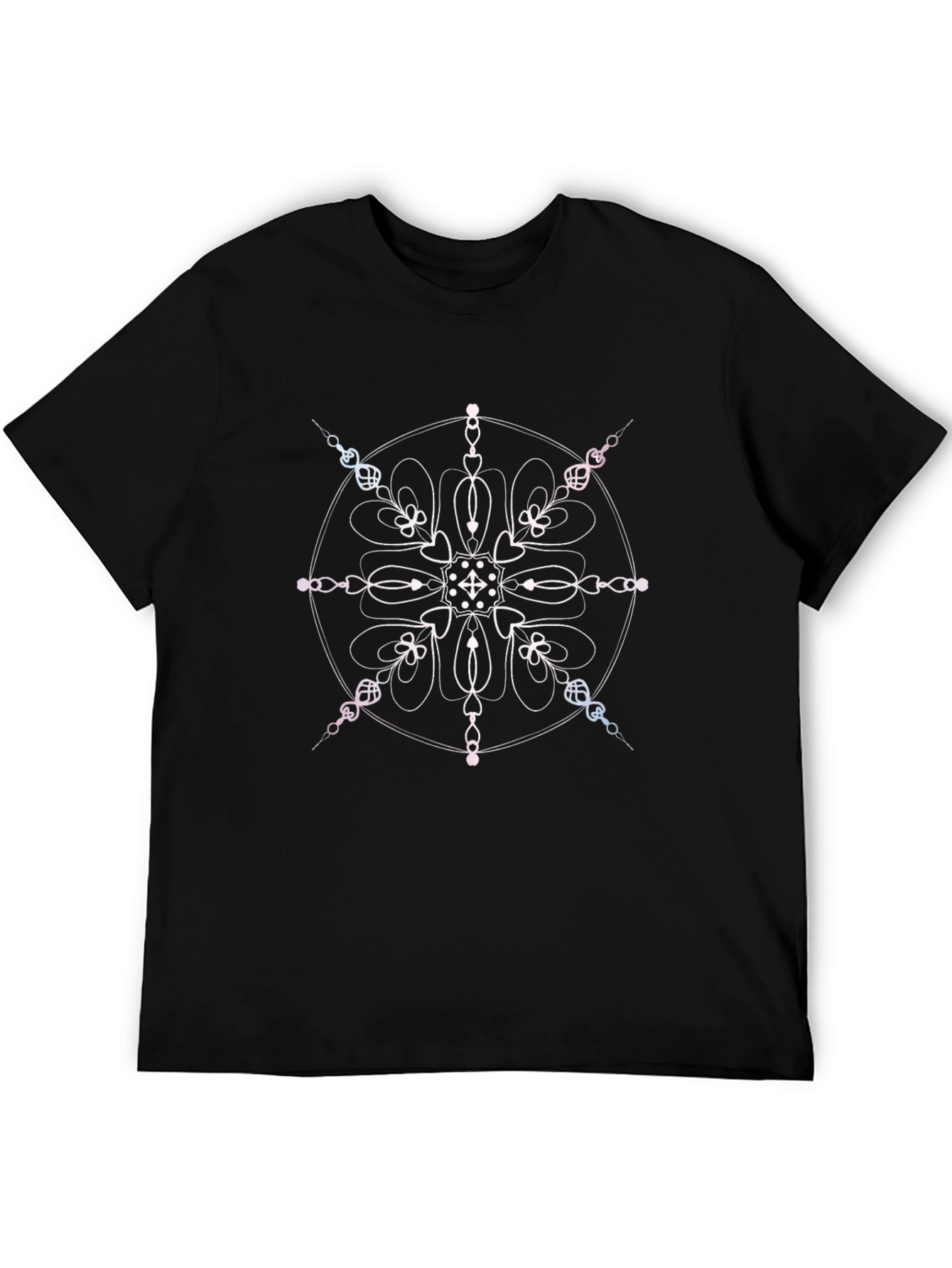 Black Abstract Mandala Graphic Tee - Soft Black Cotton Blend view 5