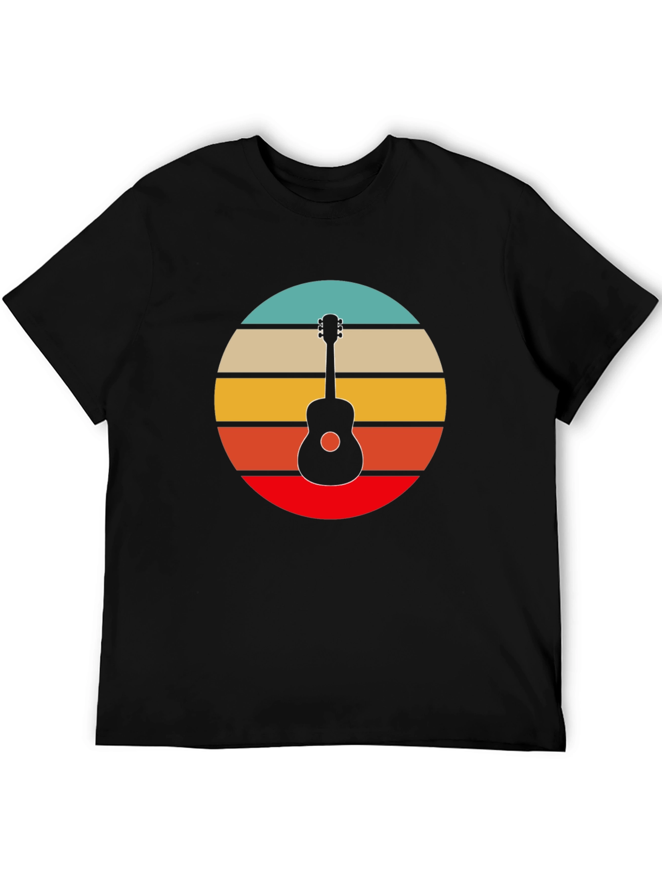 Black Retro Guitar Sunset Graphic Tee - Black view 5