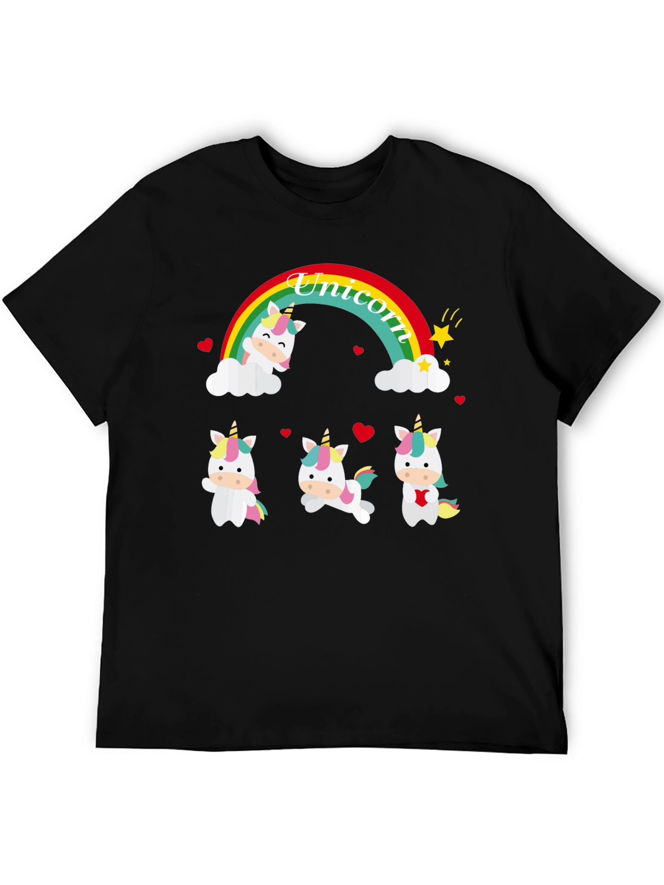 Unicorn Rainbow Graphic Tee - Black - 5