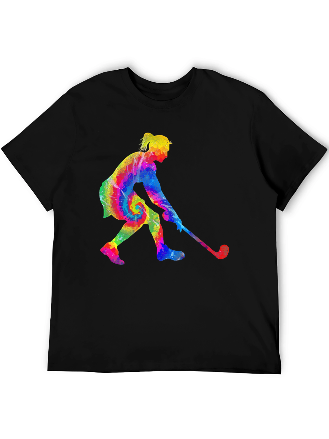 Black Tie-Dye Golfing Woman Black T-Shirt view 5