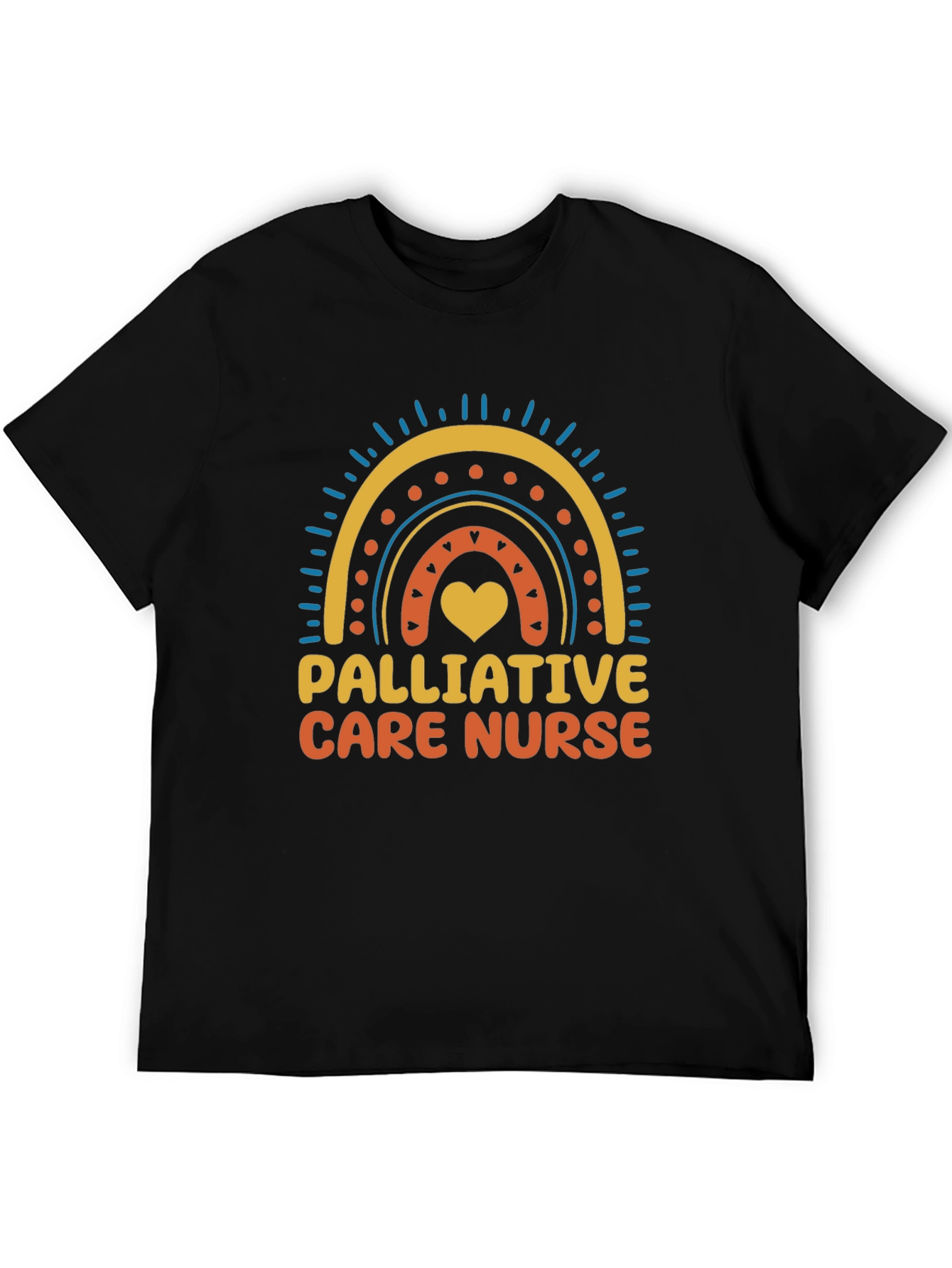 Black Palliative Care Nurse Rainbow Heart T-Shirt view 5