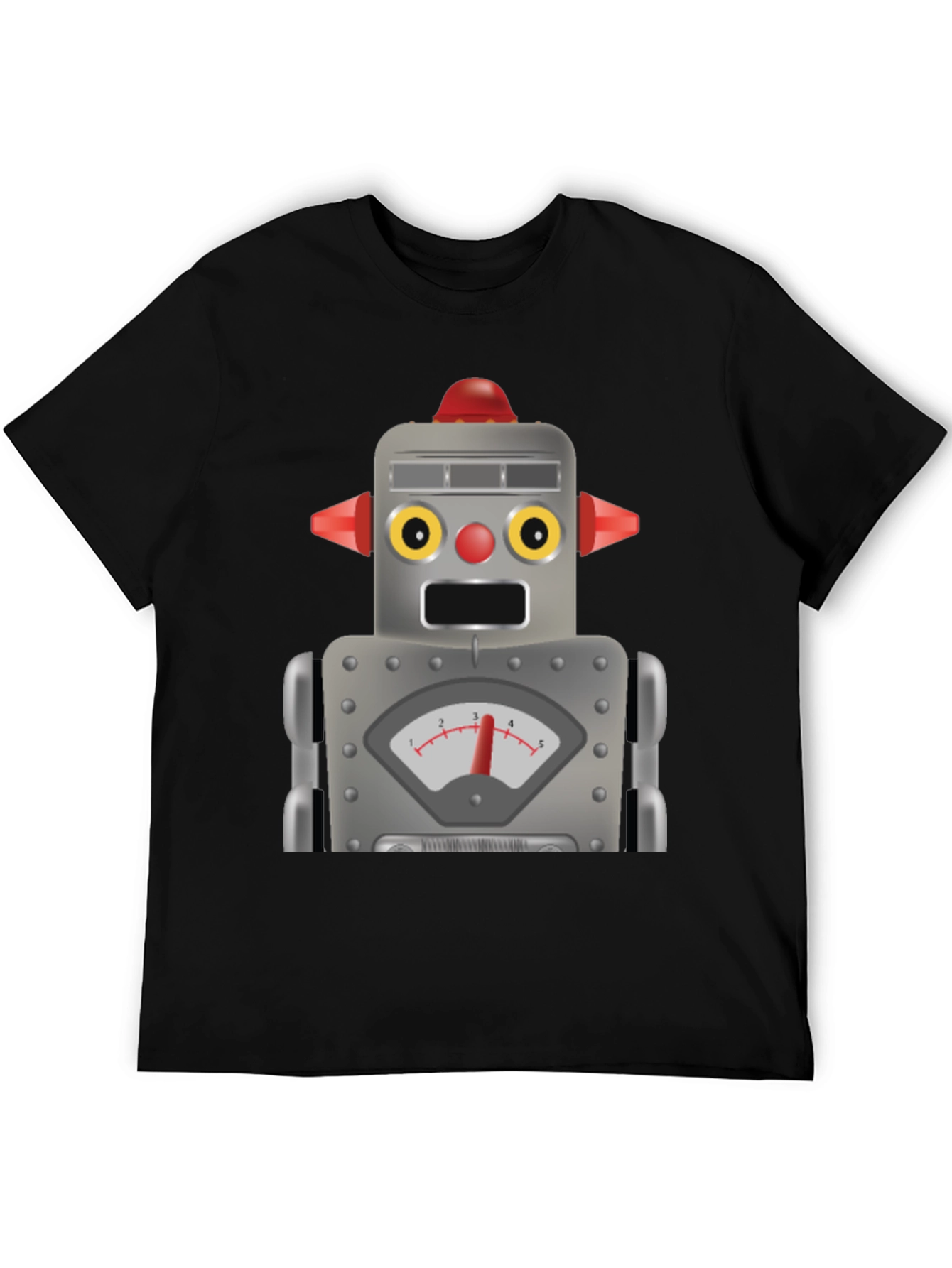 Black Retro Robot Graphic Tee - Fun Geek Style! view 5