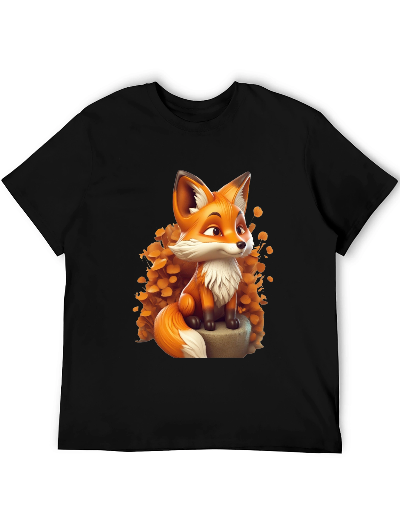Black Cartoon Fox Graphic Tee - Stylish & Comfortable view 5