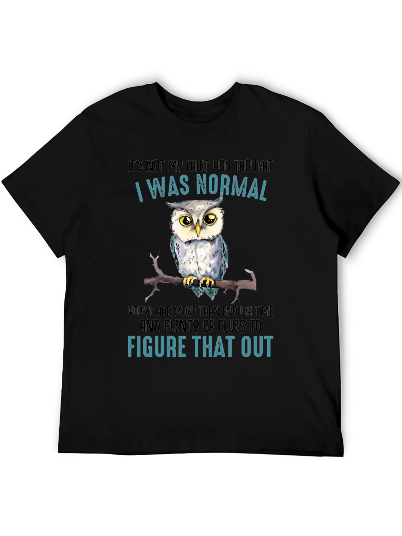 Black It's Not My Fault Owl T-Shirt view 5