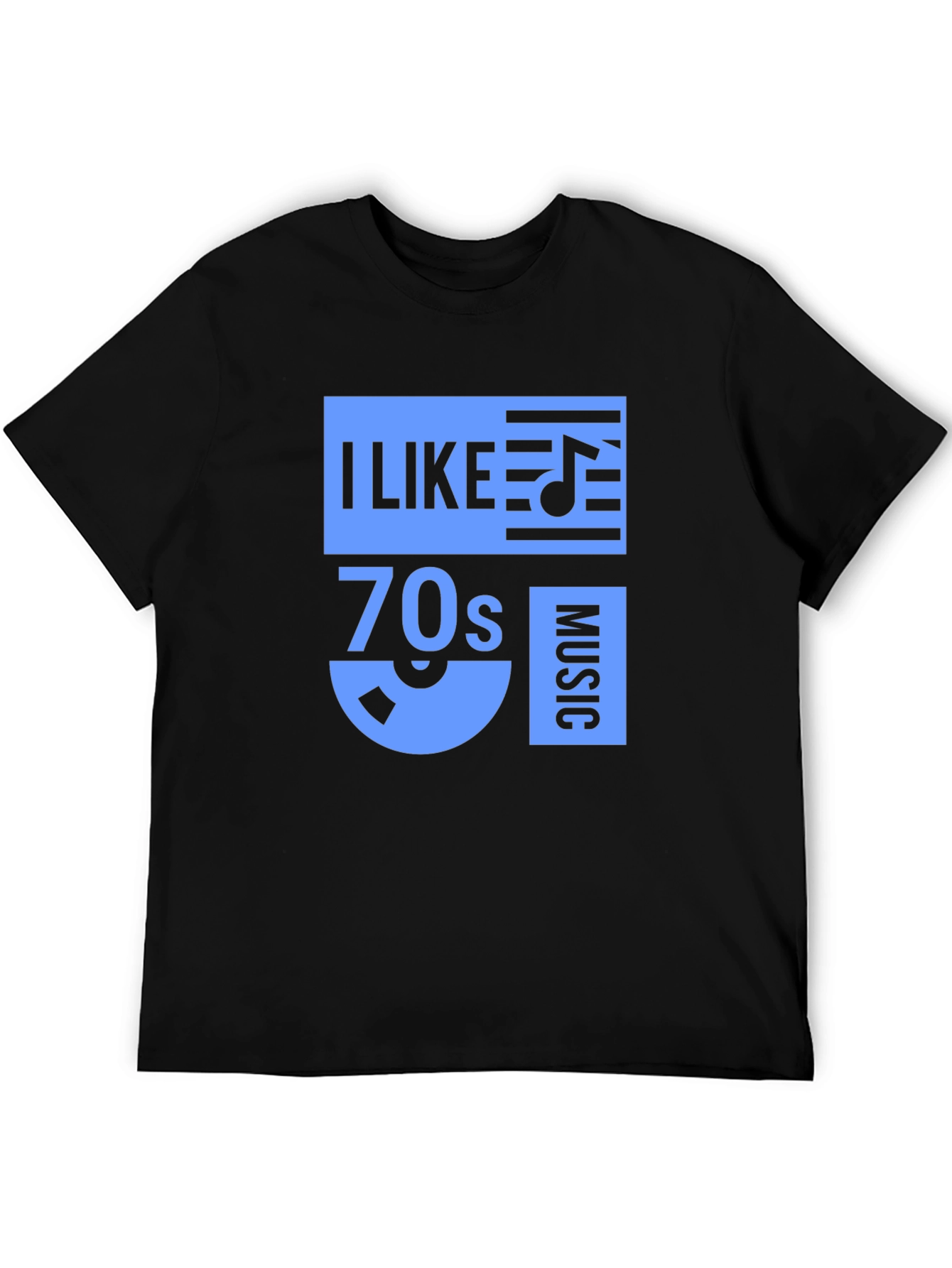 Black I Like 70s Music Graphic Tee - Retro Style T-Shirt view 5