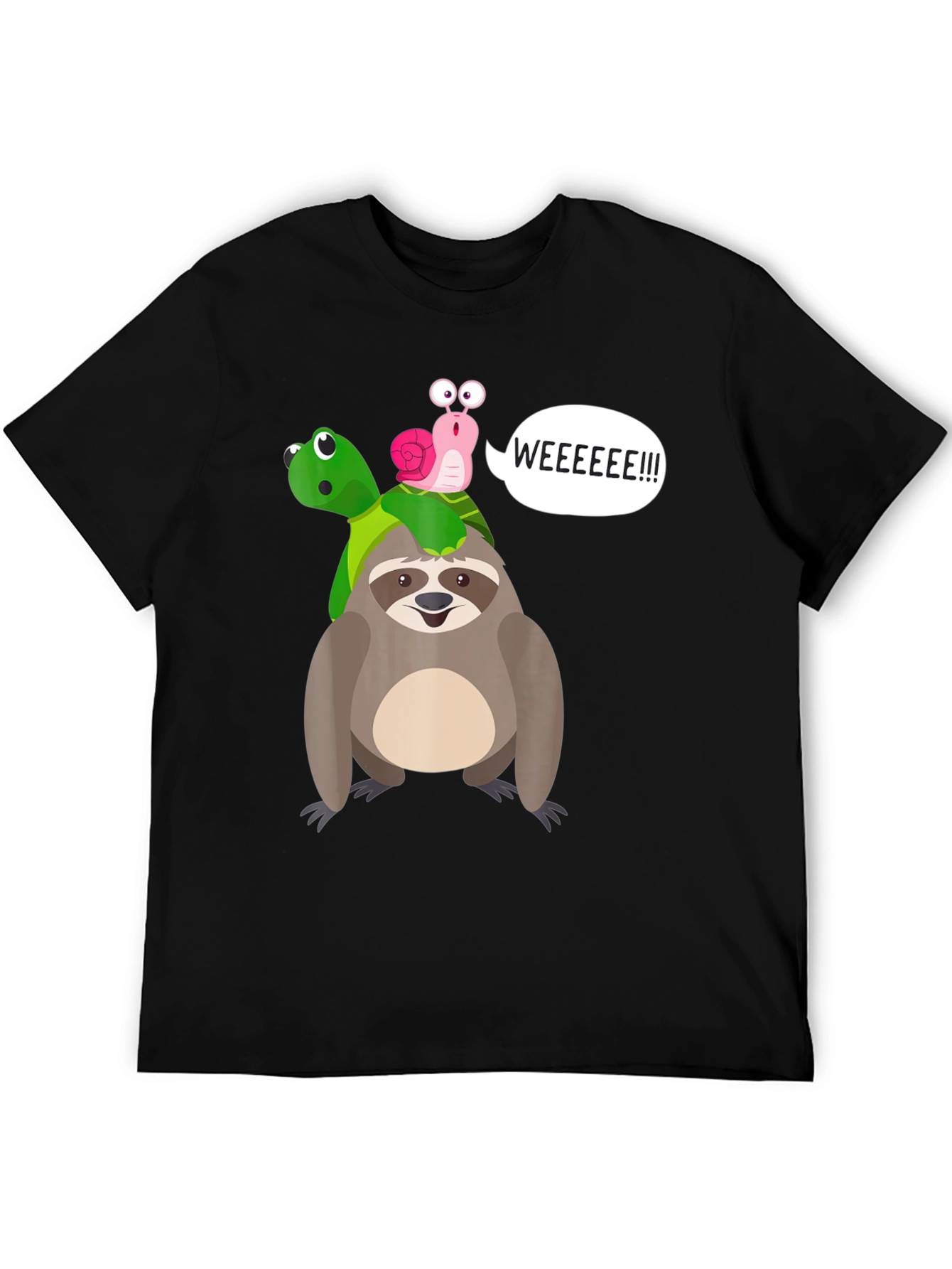 Black Sloth, Turtle, and Snail Graphic Tee view 5