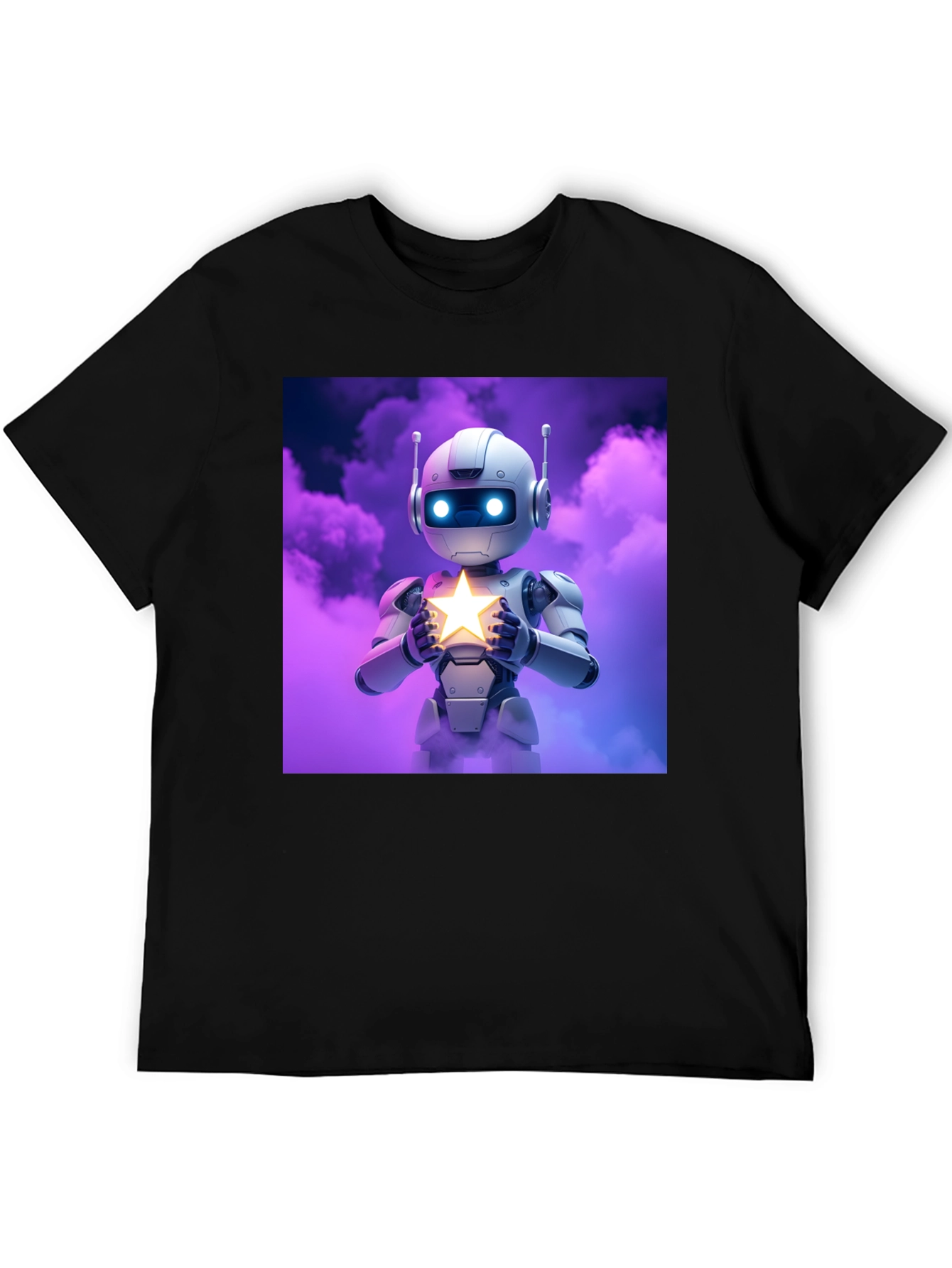 Black Robot Holding Star Graphic Tee view 5