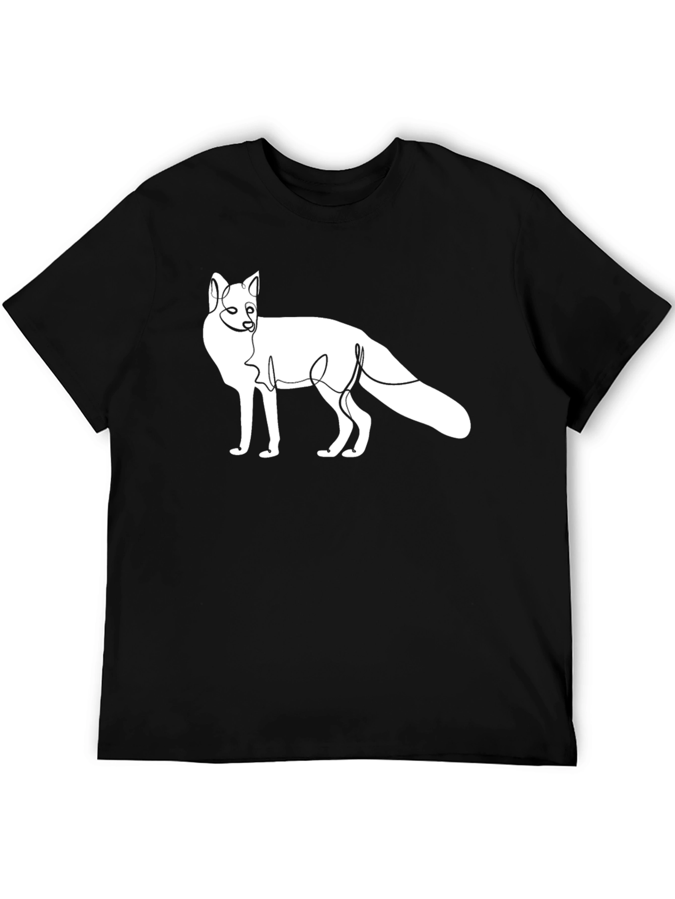 Black Abstract Fox Graphic Tee view 5