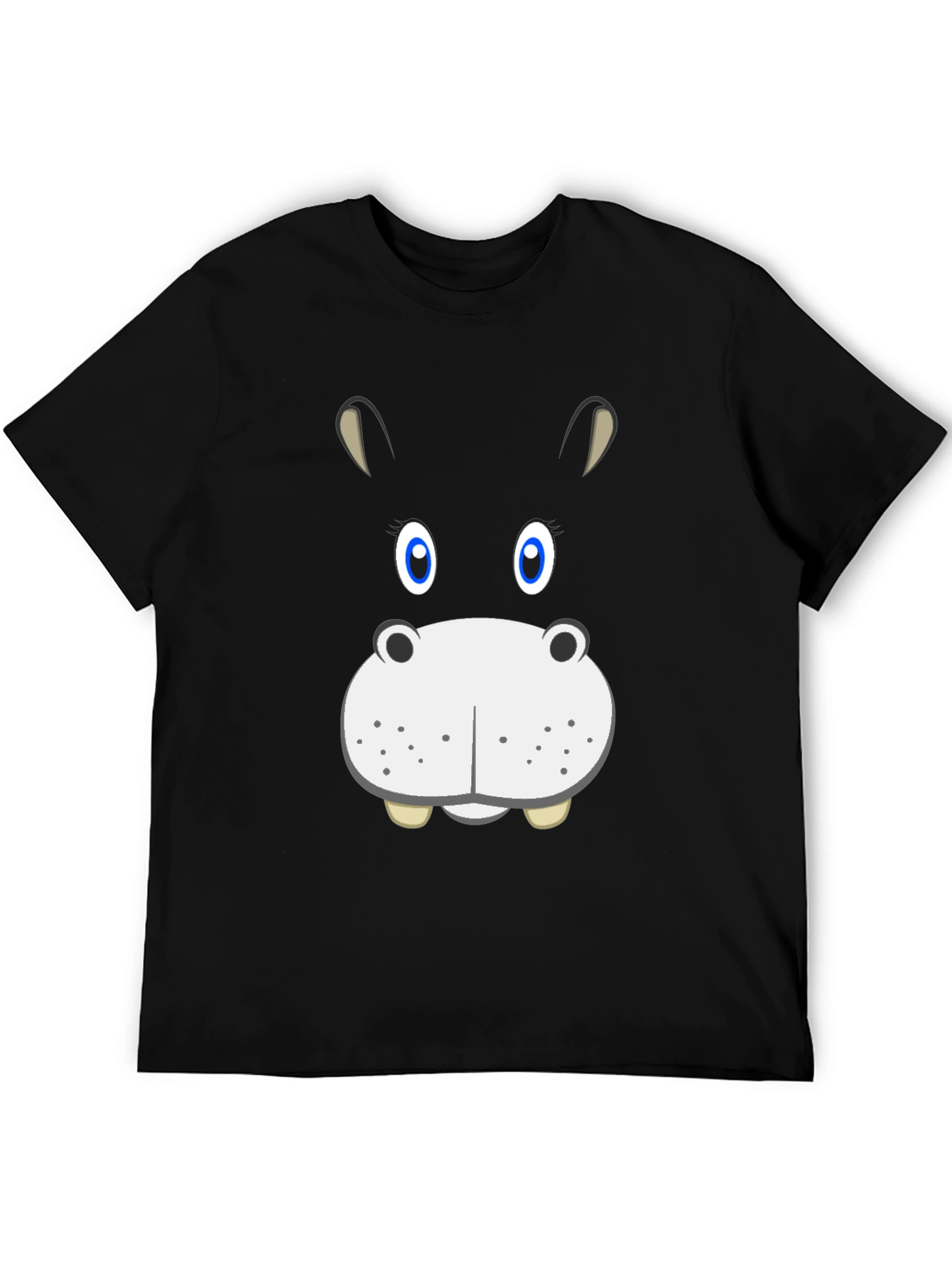 Black Hippo Face Graphic Tee - Fun Cartoon Animal Shirt view 5